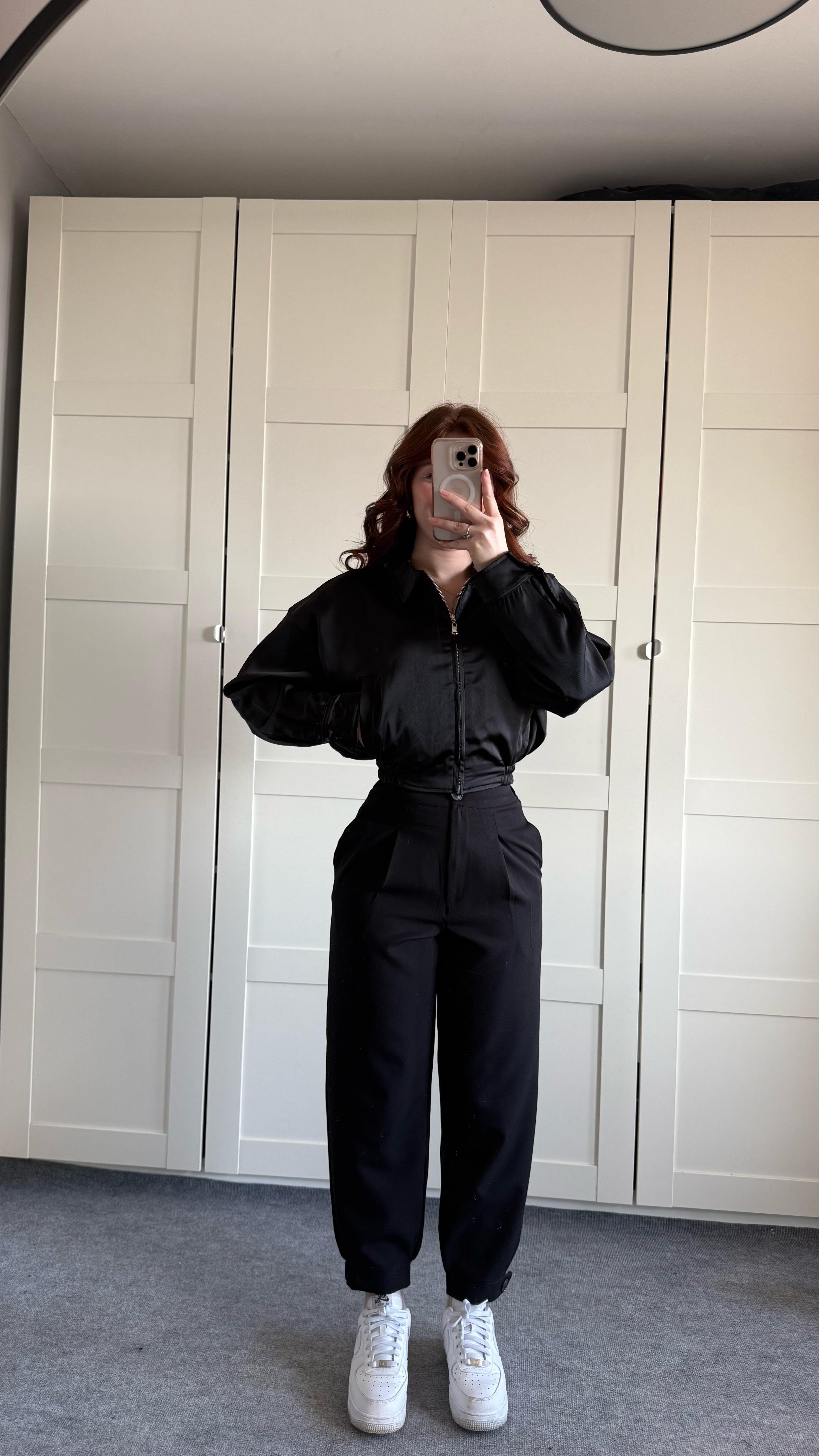 Saten Bomber Ceket Siyah