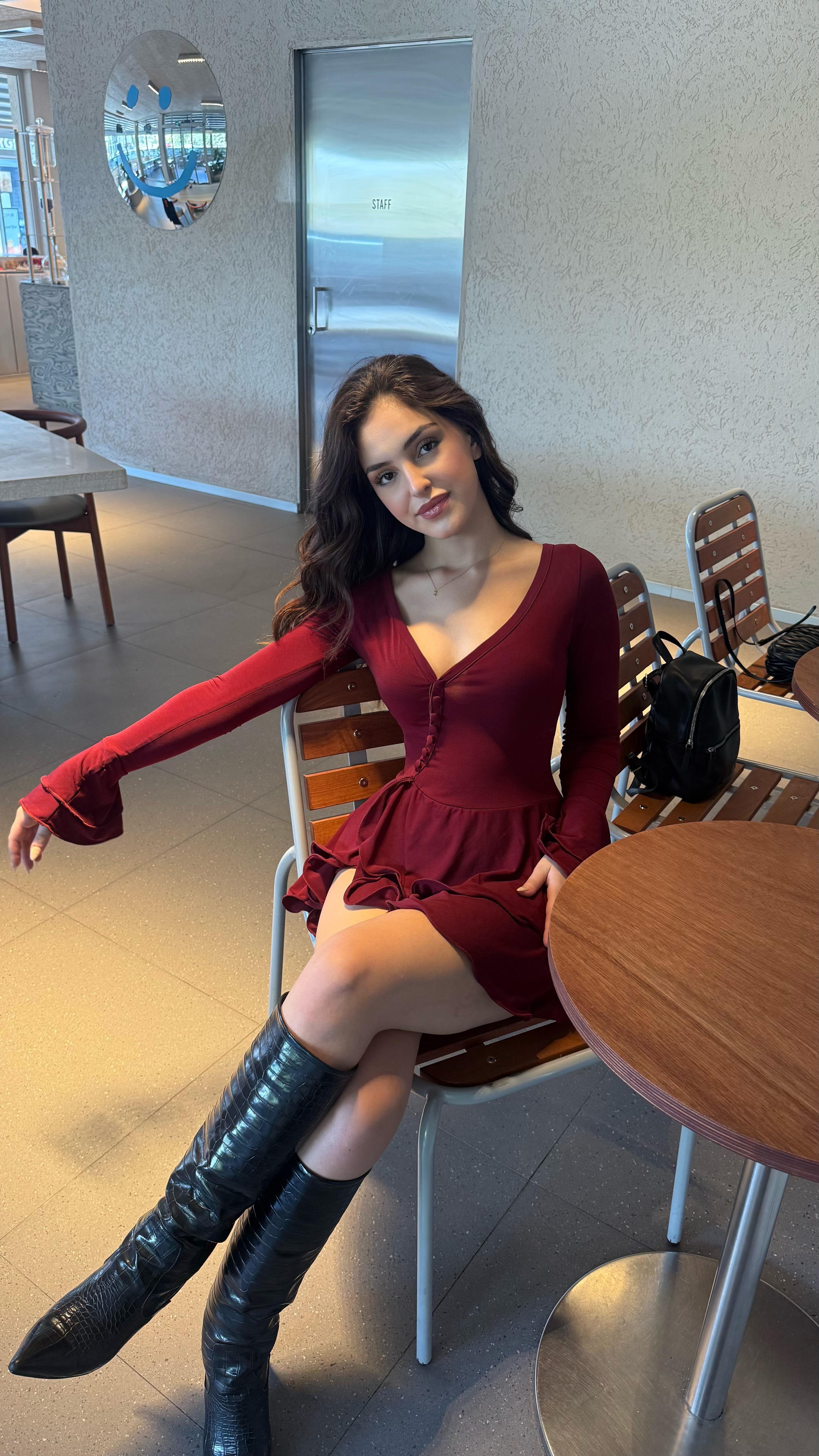 Scarlet Mini Sandy Şortlu Elbise Bordo