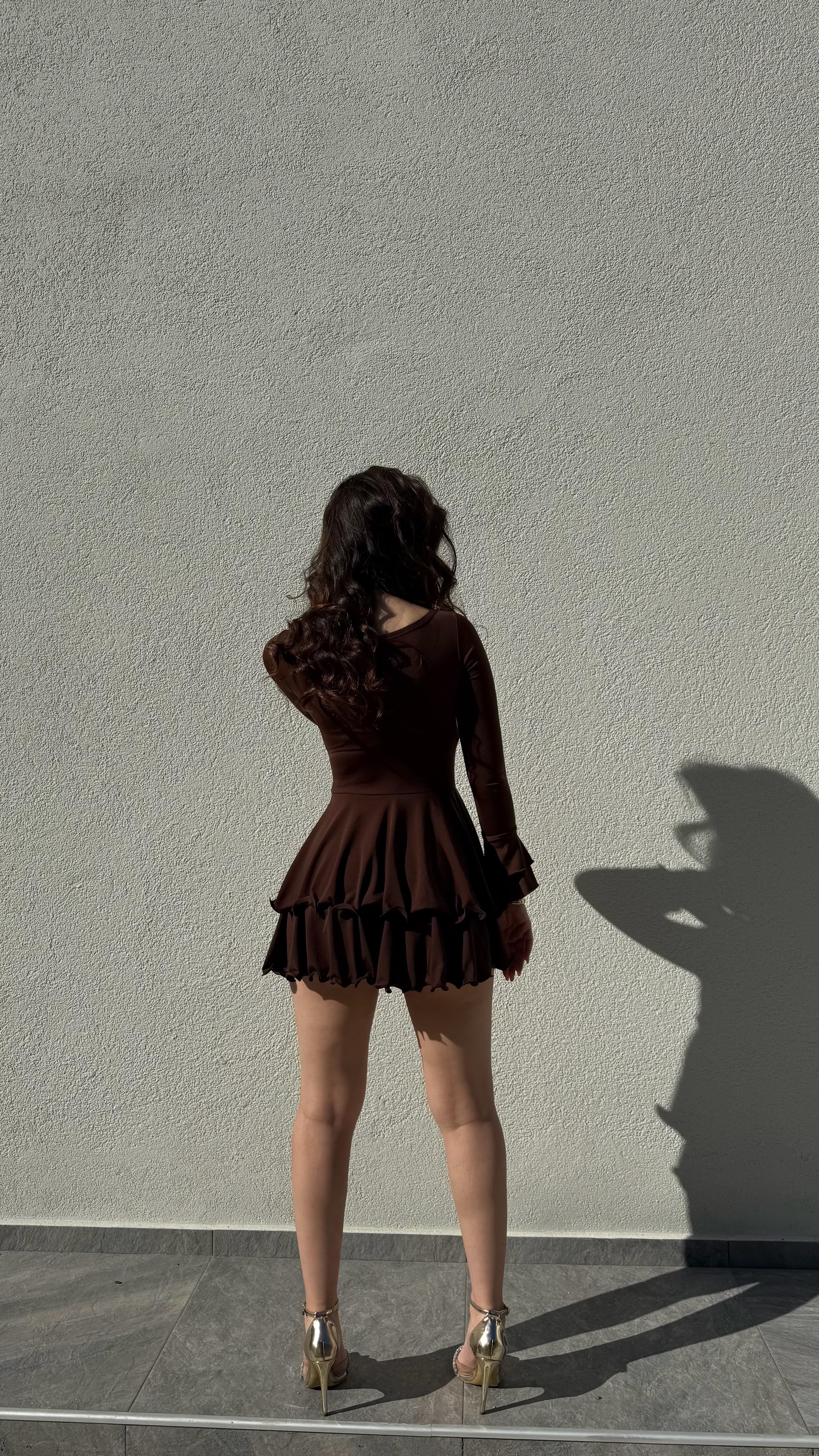Scarlet Mini Sandy Şortlu Elbise Kahverengi 