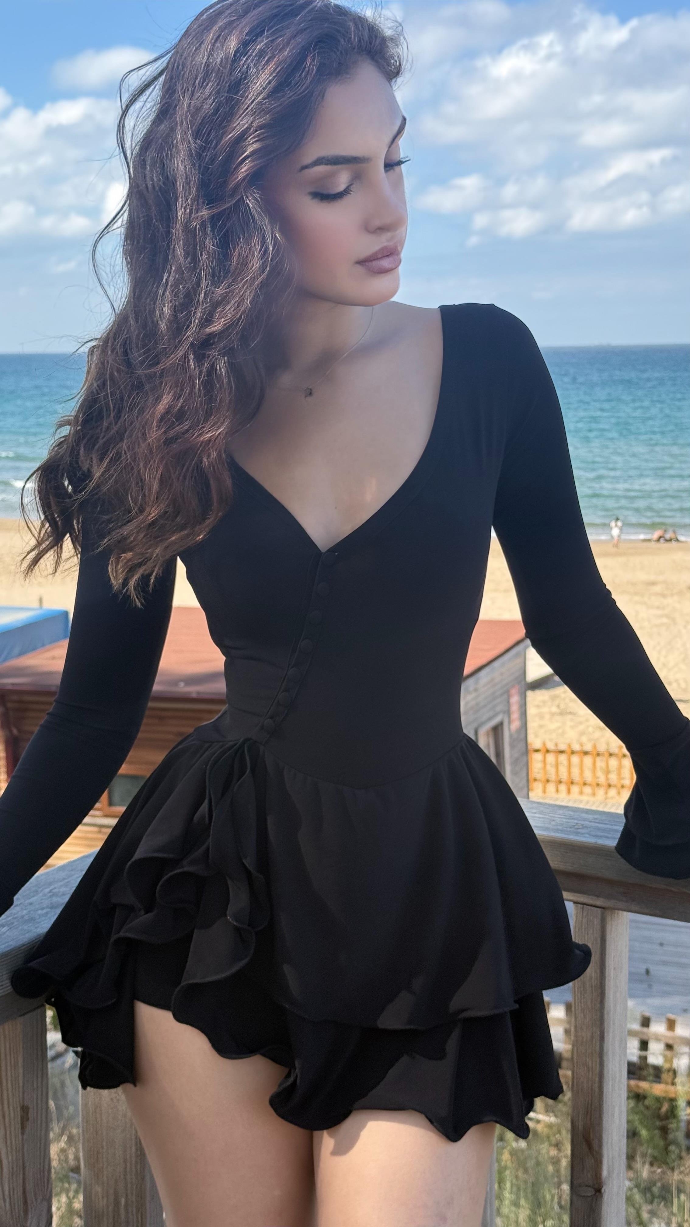 Scarlet Mini Sandy Şortlu Elbise Siyah