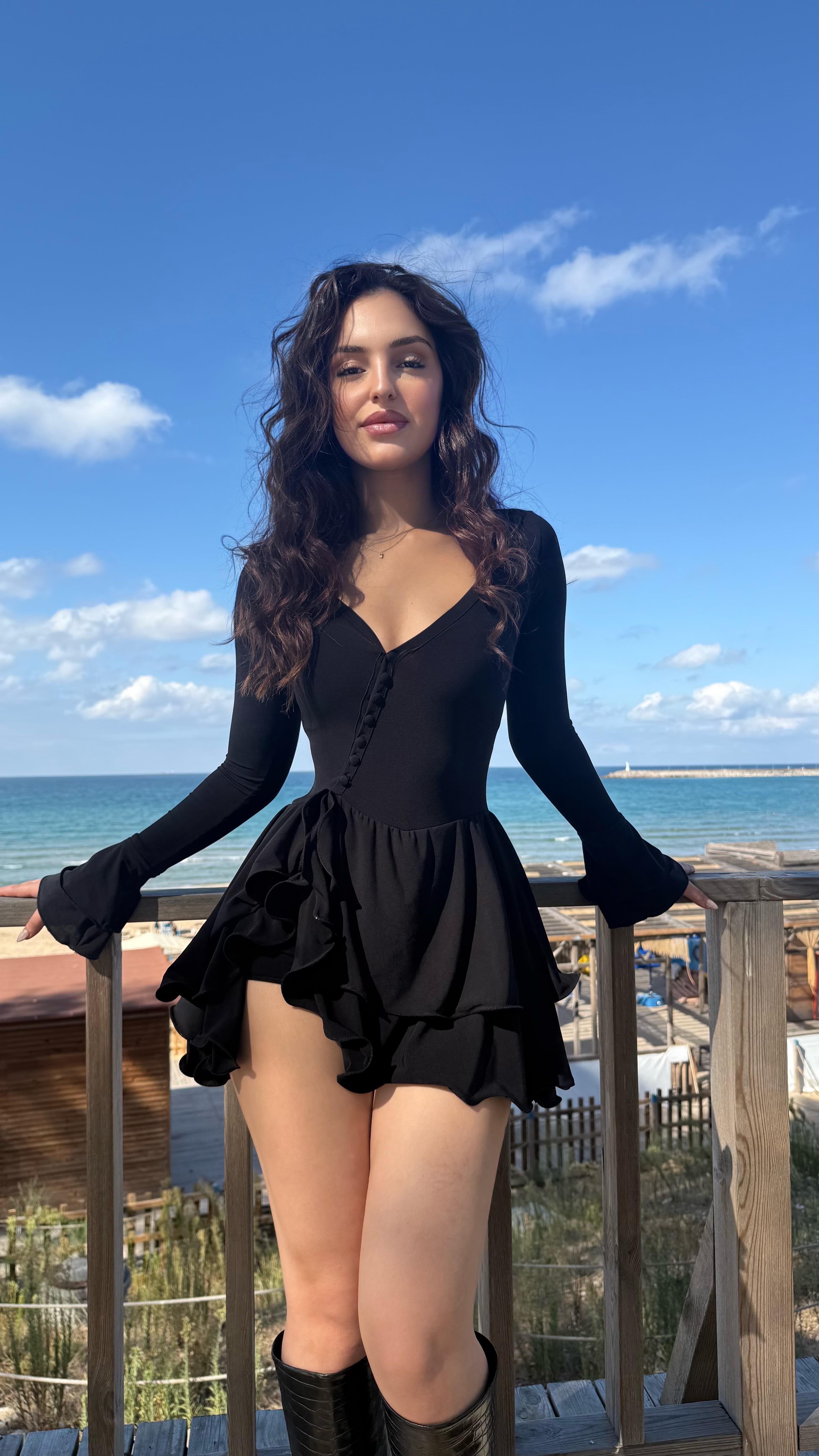 Scarlet Mini Sandy Şortlu Elbise Siyah