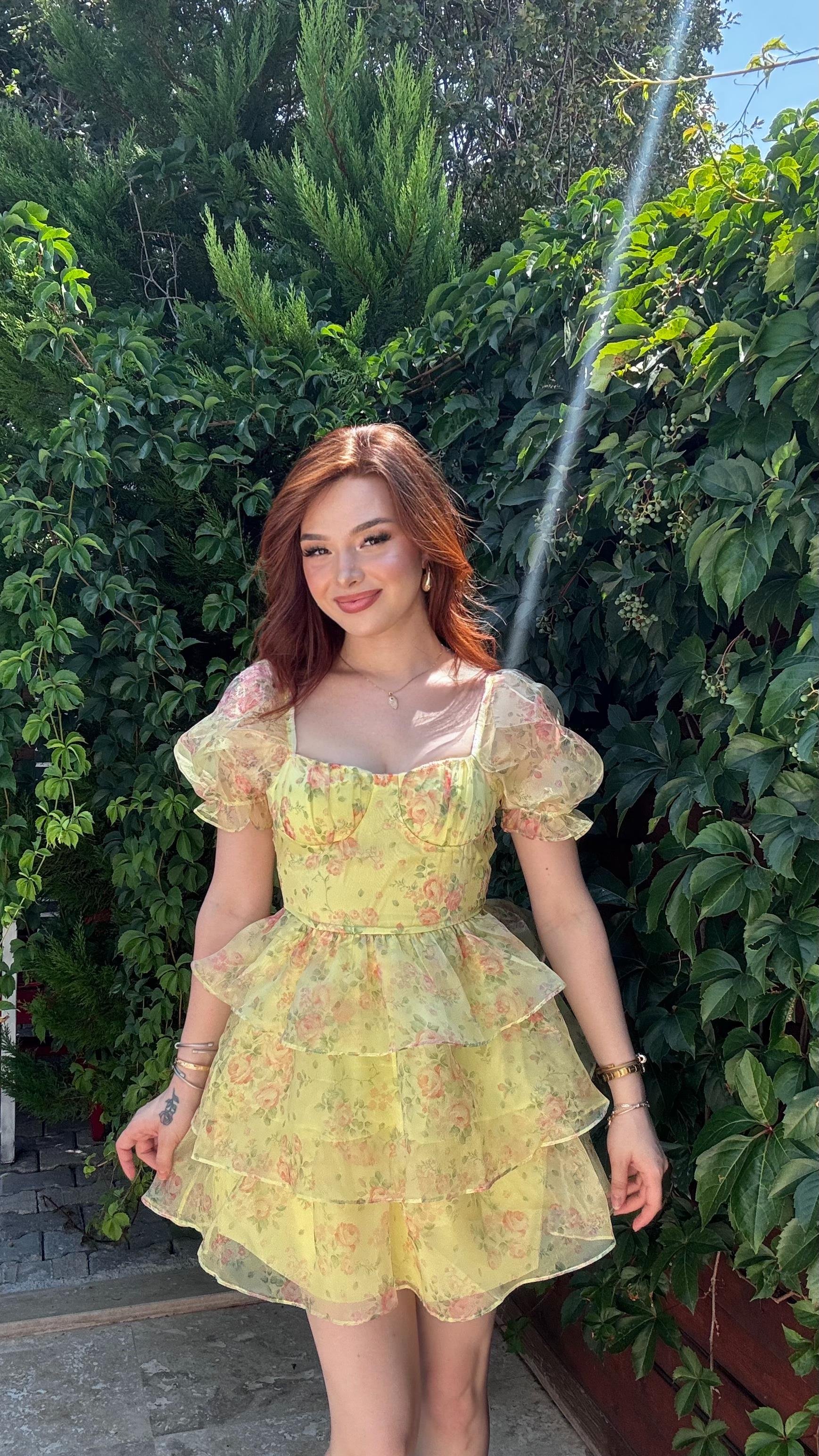 Senorita Sarı Kabarık Elbise