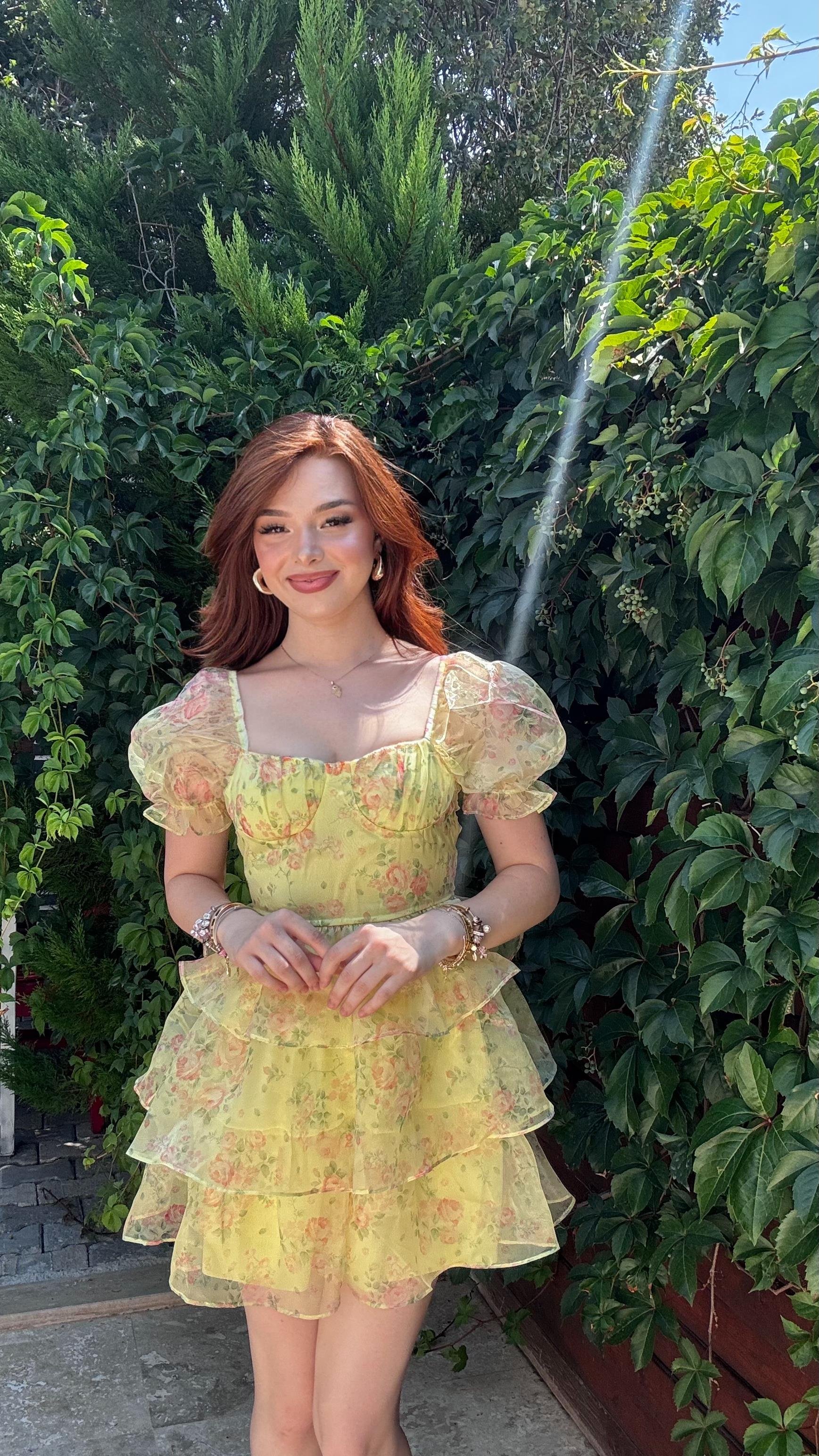 Senorita Sarı Kabarık Elbise
