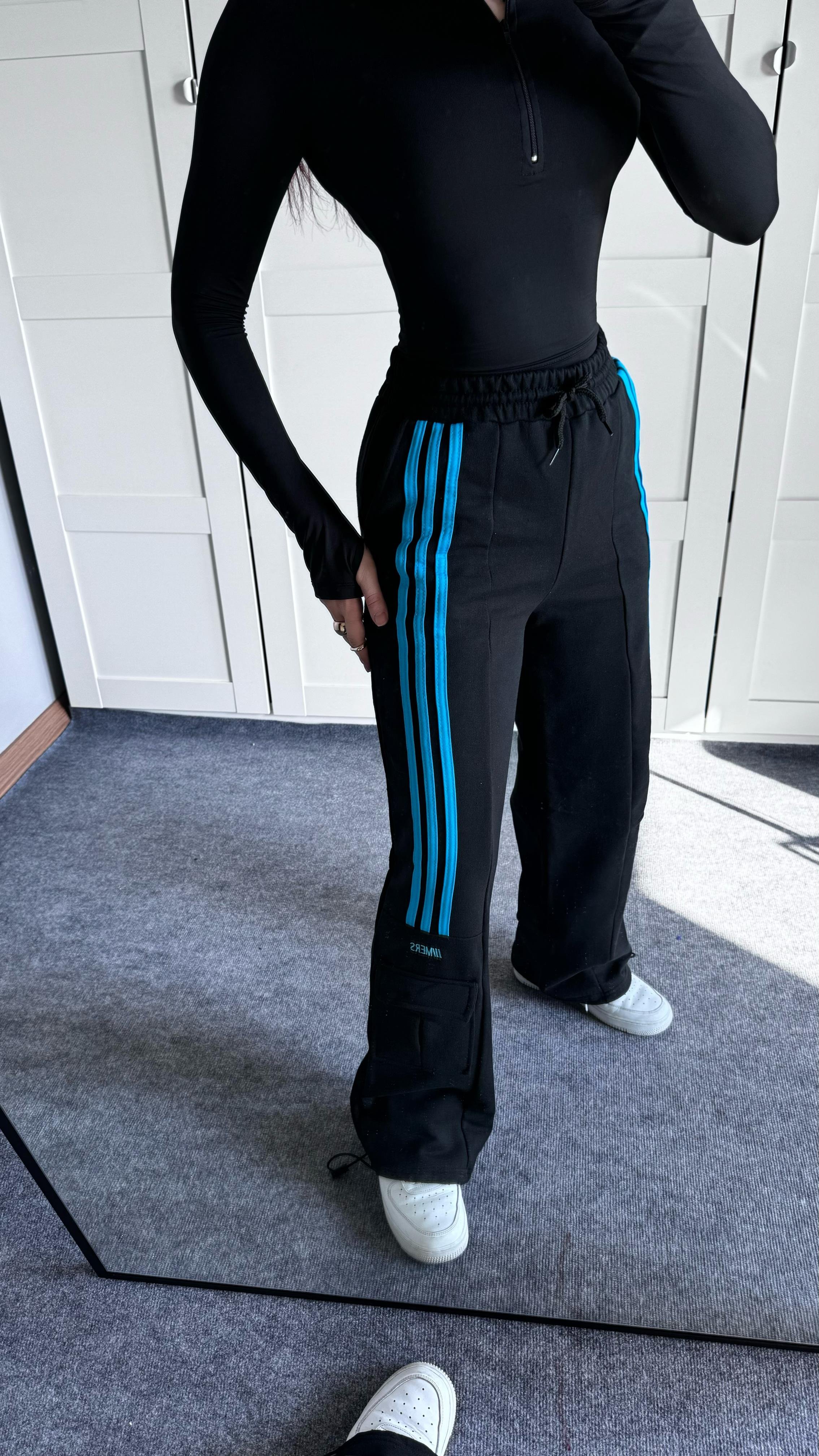 Şeritli Kargo Eşofman Mavi