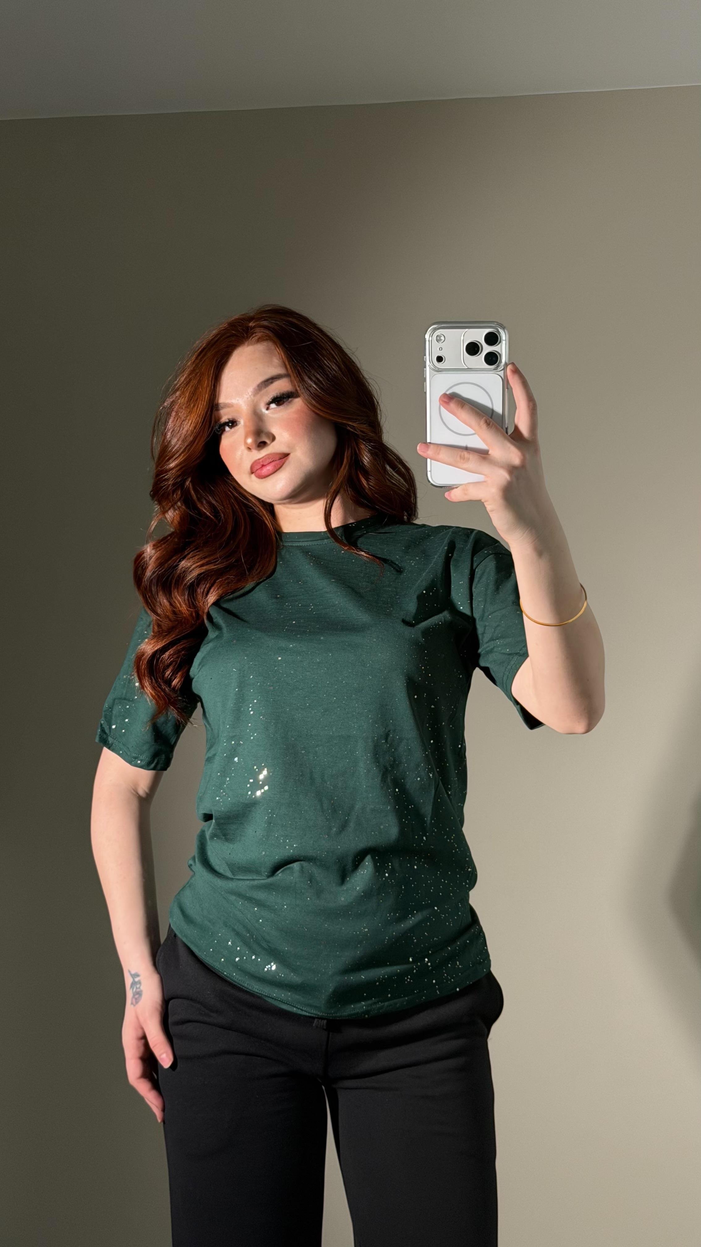 Shine Simli Tişört Yeşil