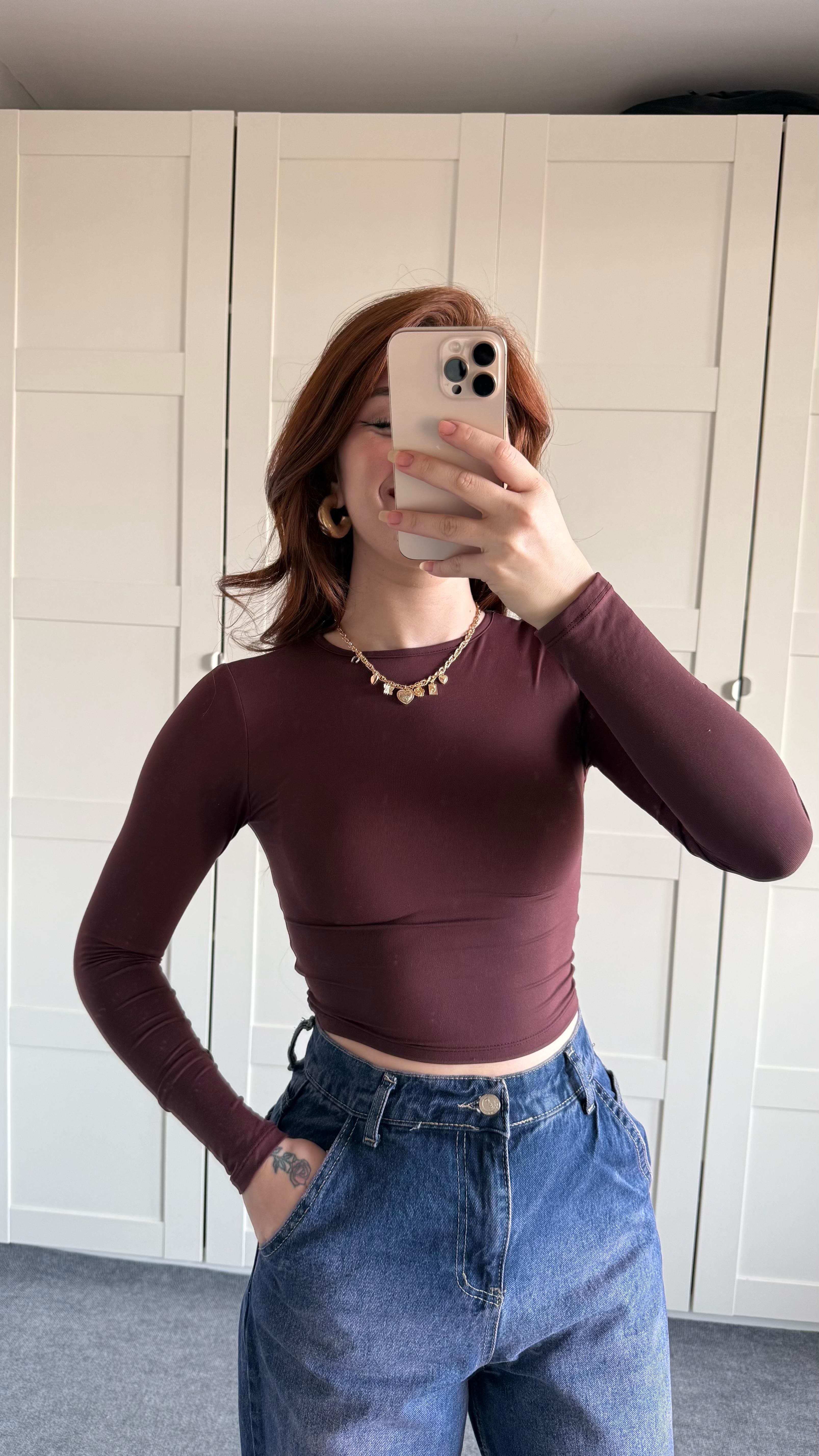 Sırt Çapraz Bluz Bordo