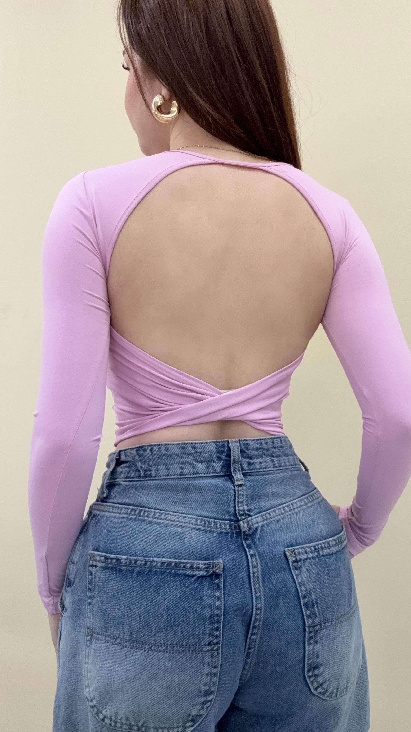 Sırt Çapraz Bluz Pembe