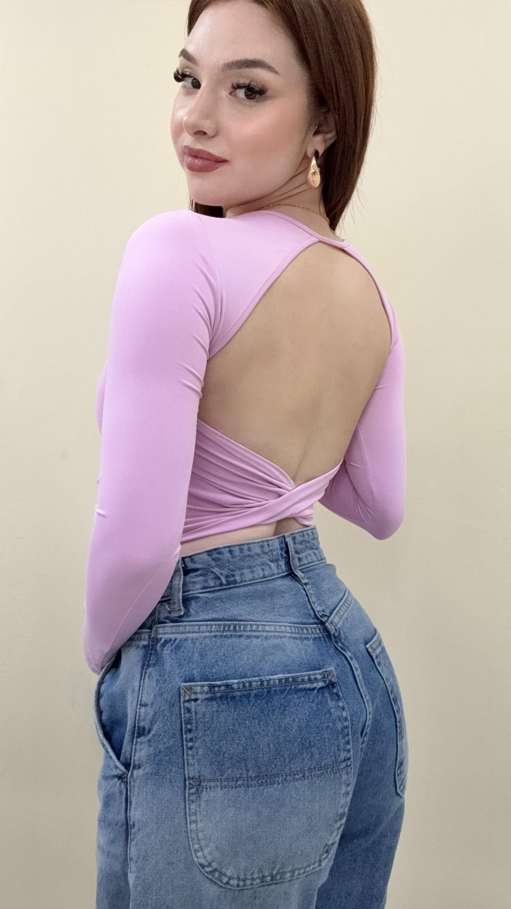 Sırt Çapraz Bluz Pembe