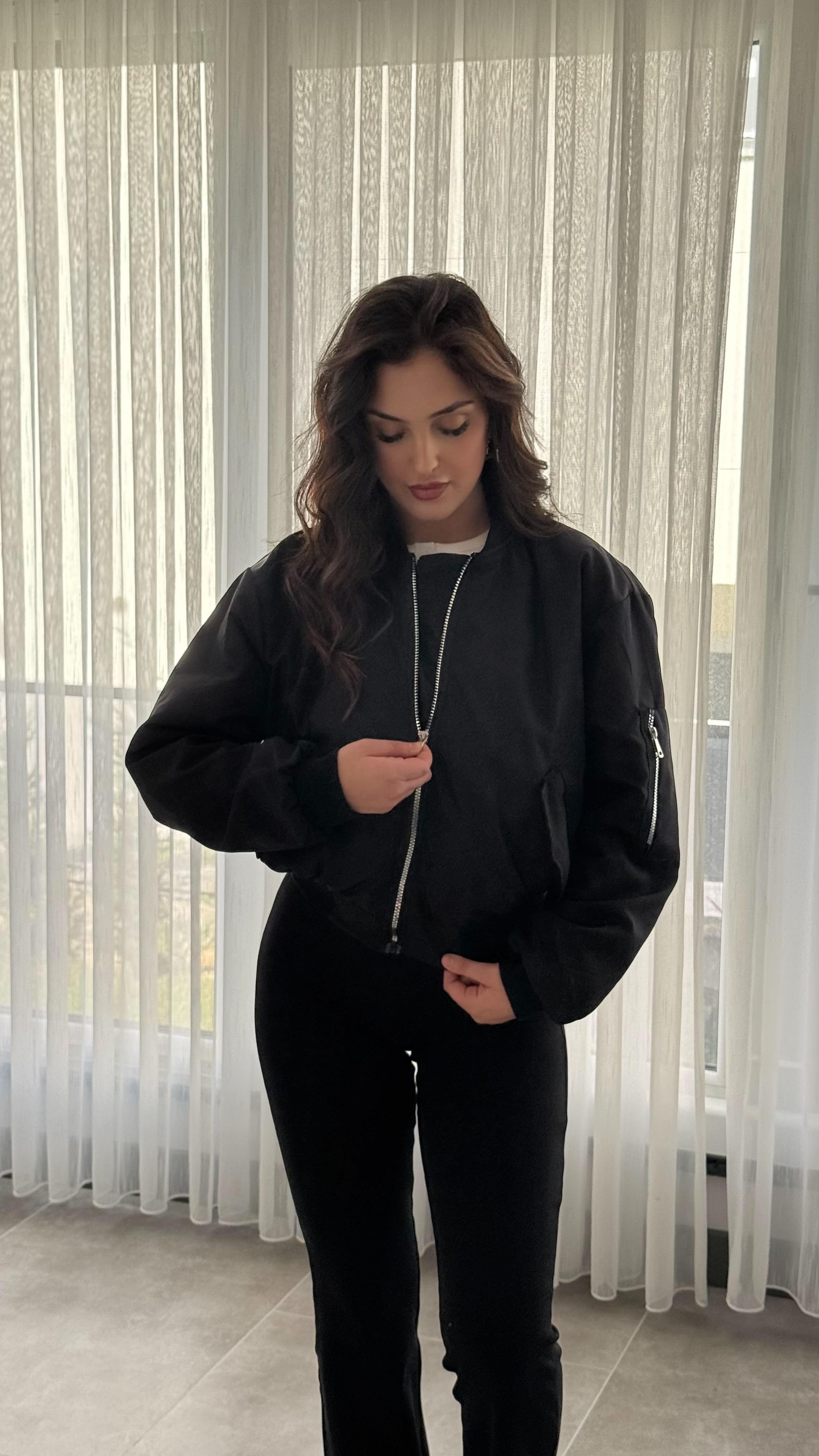 Şişme Bomber Ceket Siyah