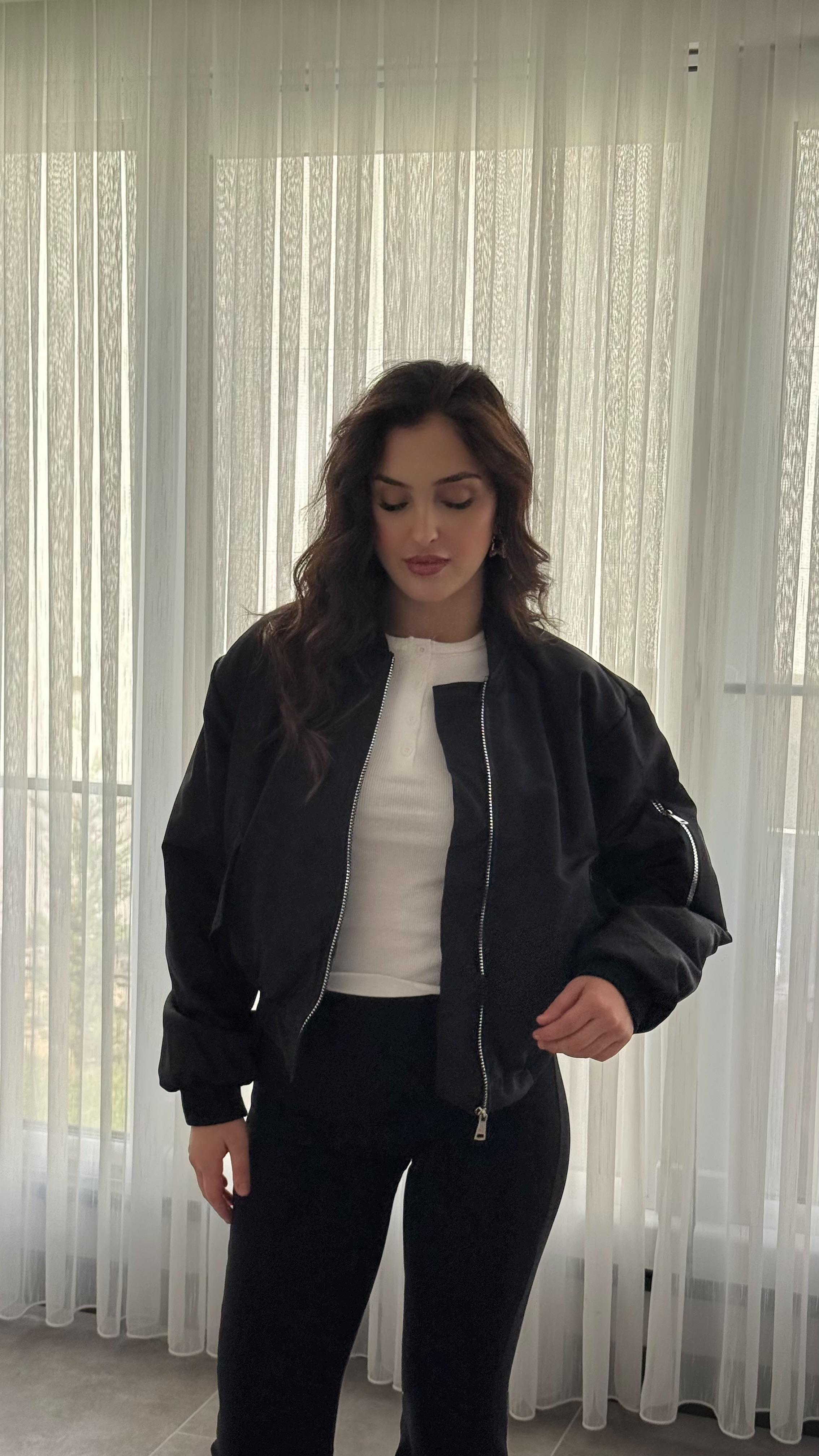Şişme Bomber Ceket Siyah