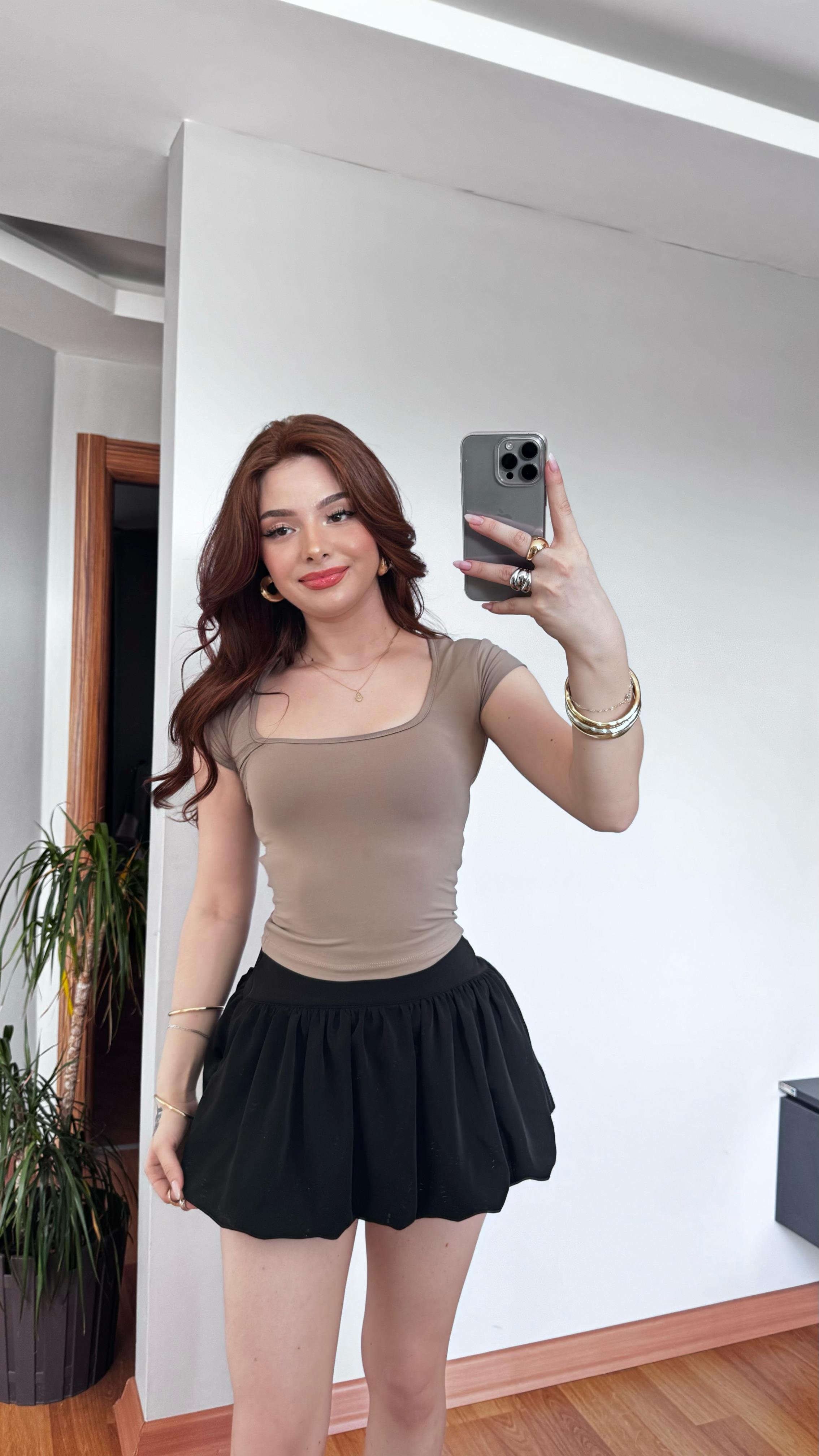 Şortlu Balon Etek Siyah
