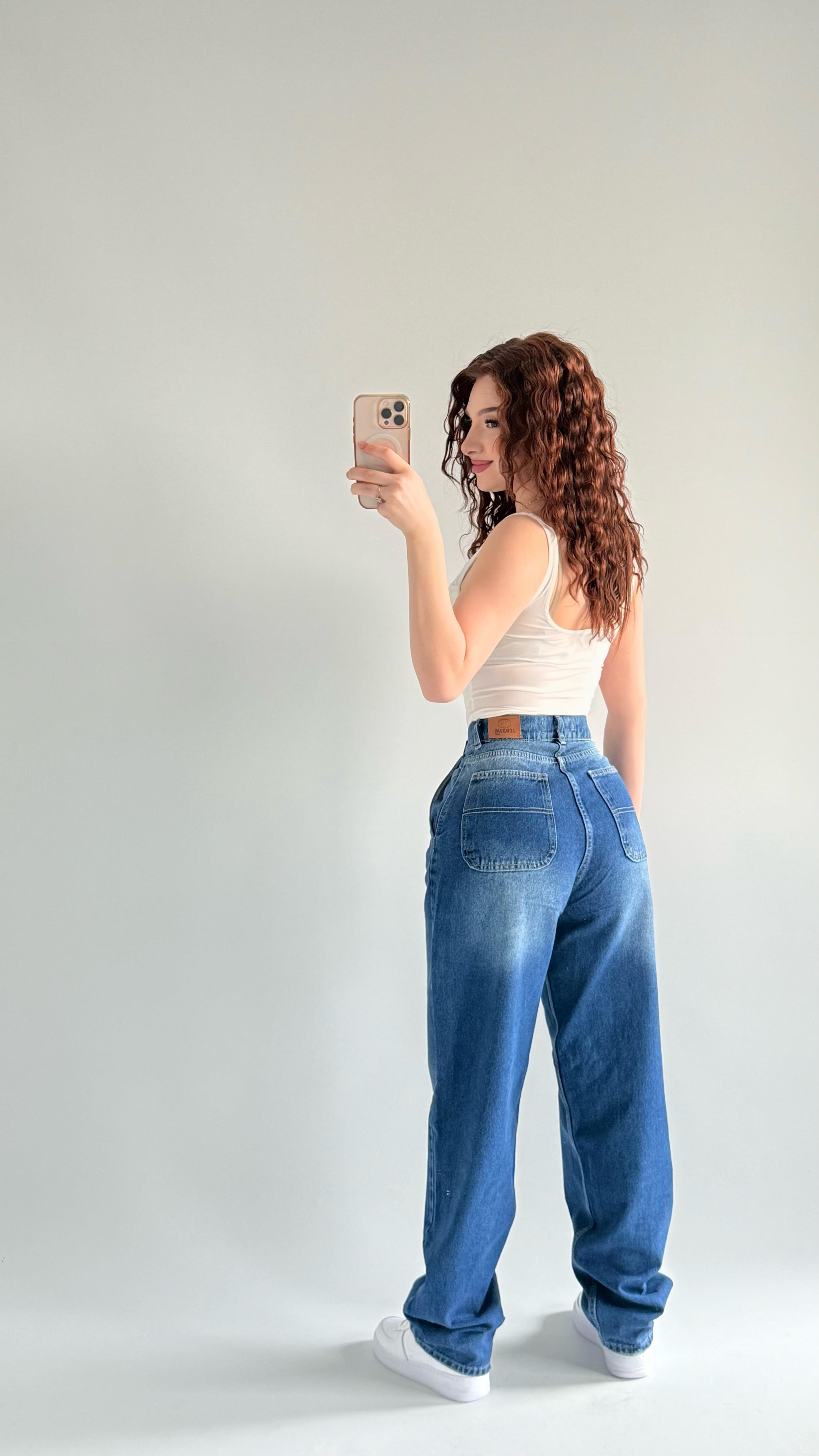 Staight Jean Pantolon Koyu Mavi