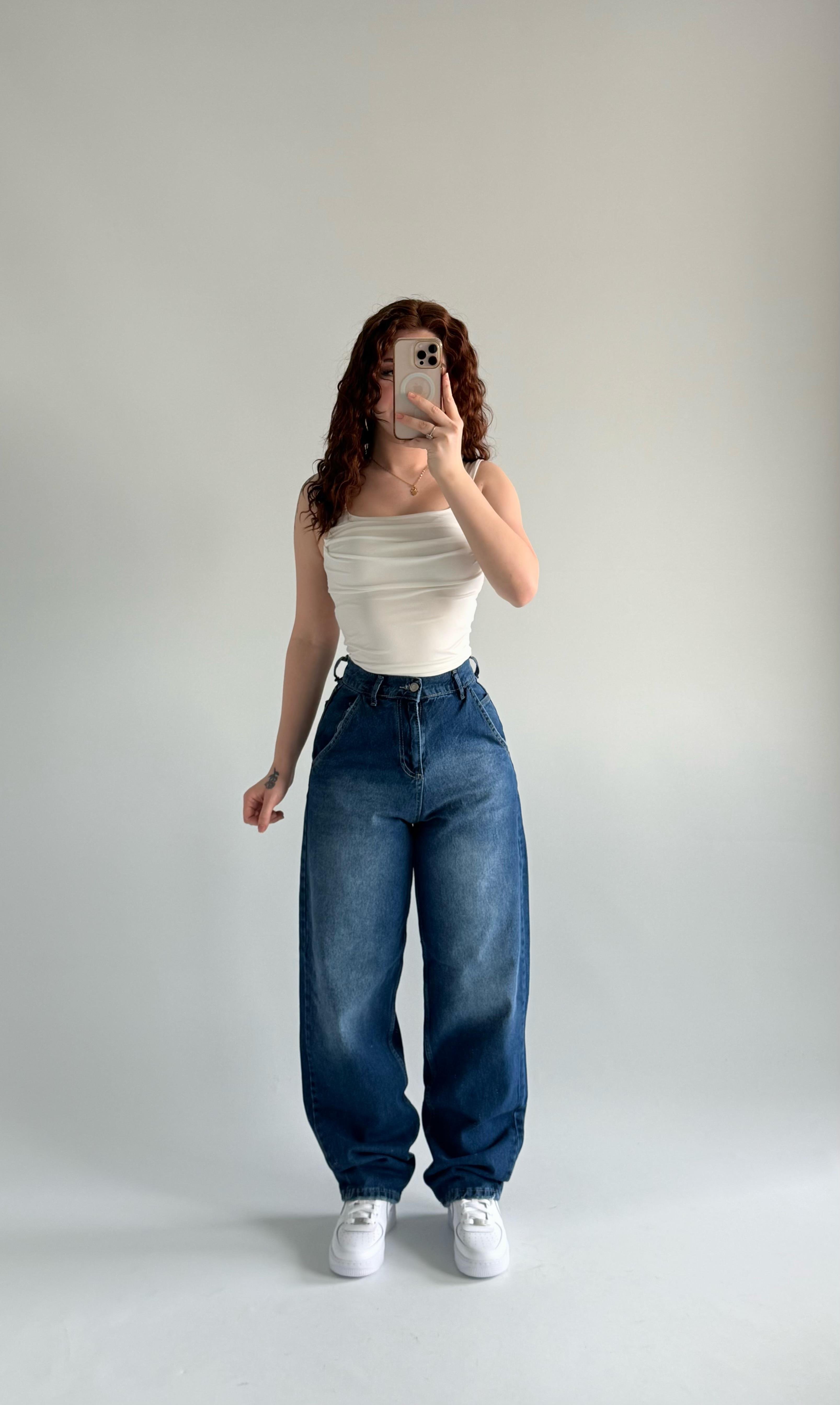 Staight Jean Pantolon Koyu Mavi