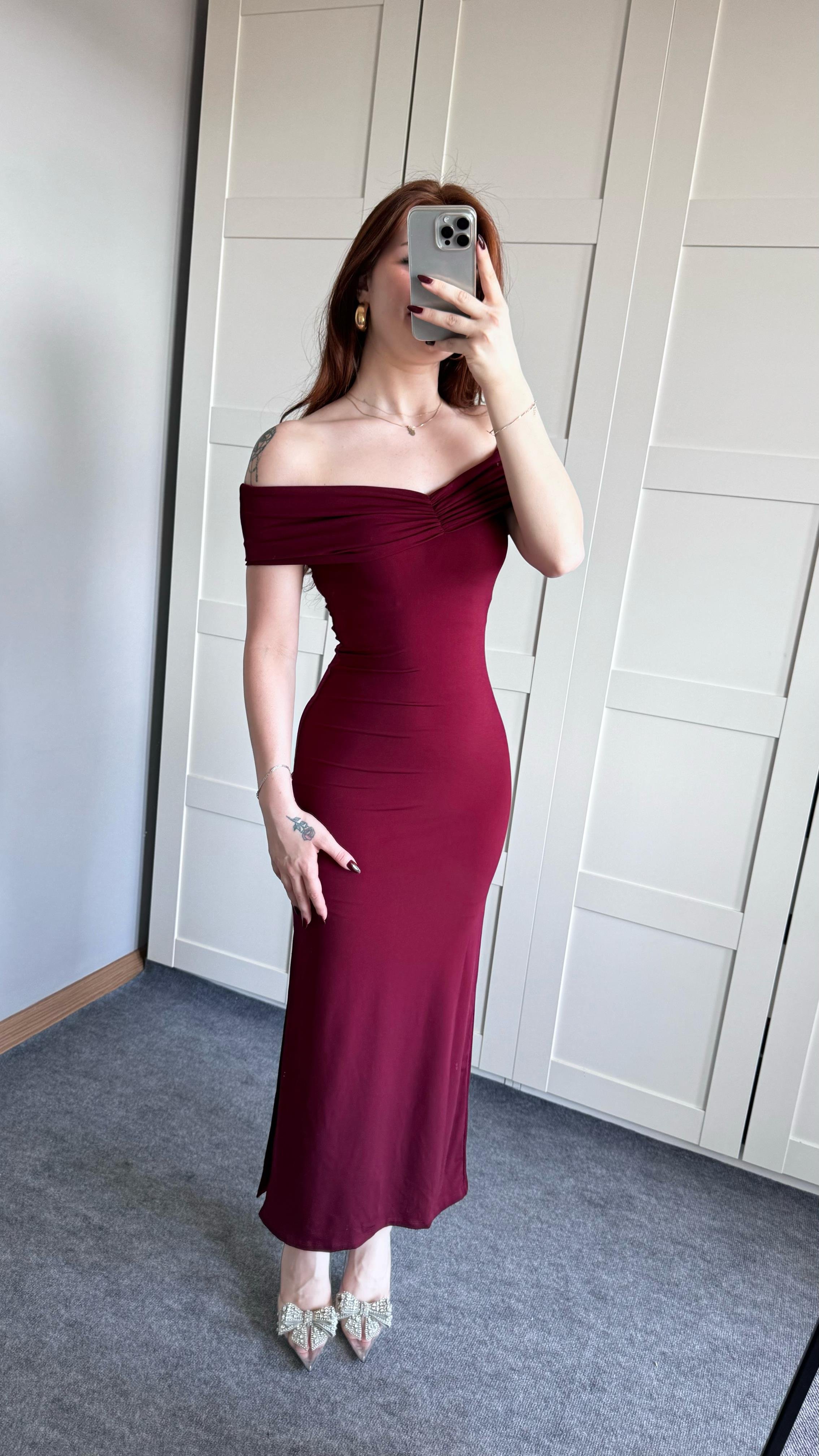 Star Elbise Bordo