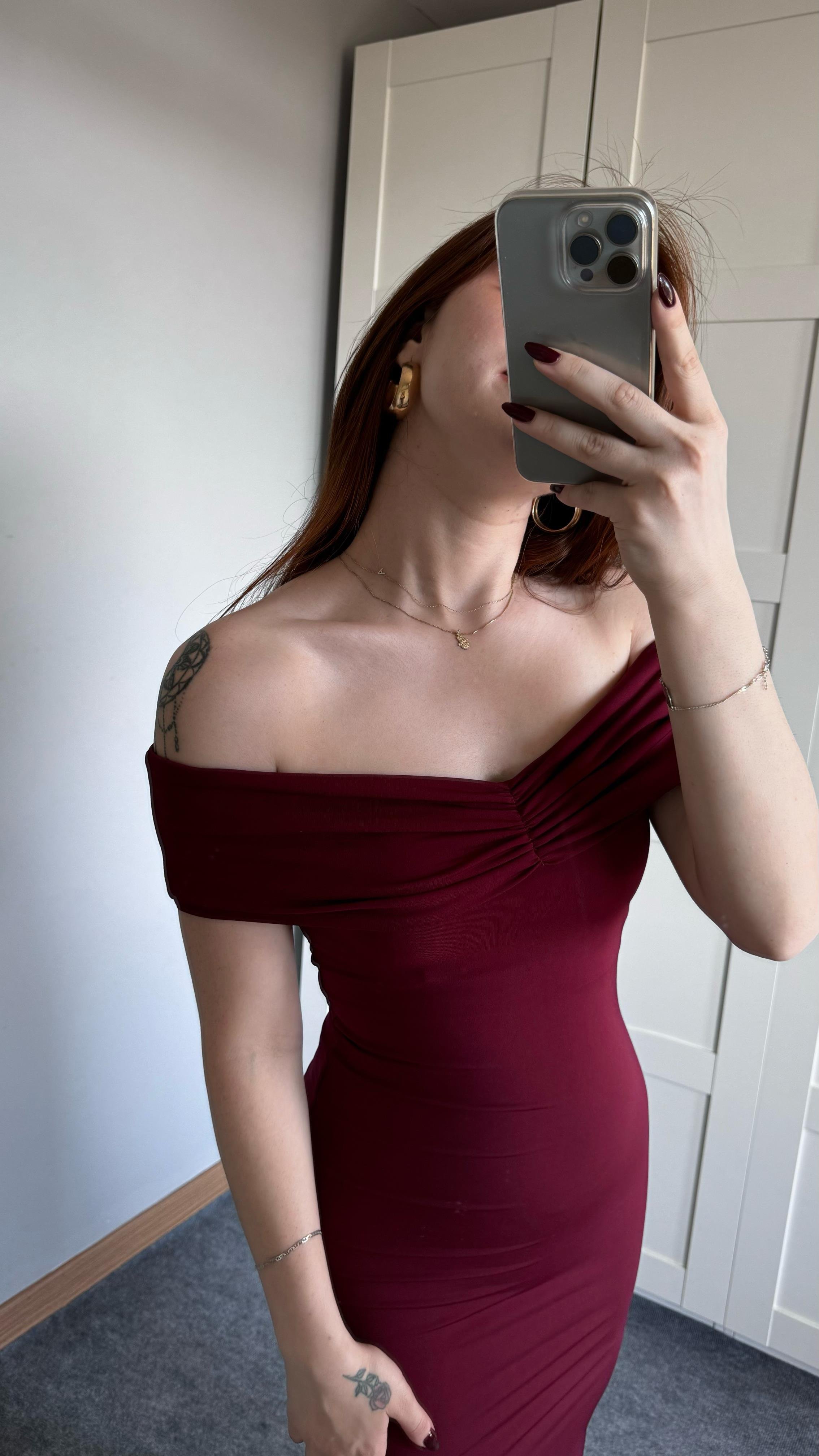 Star Elbise Bordo