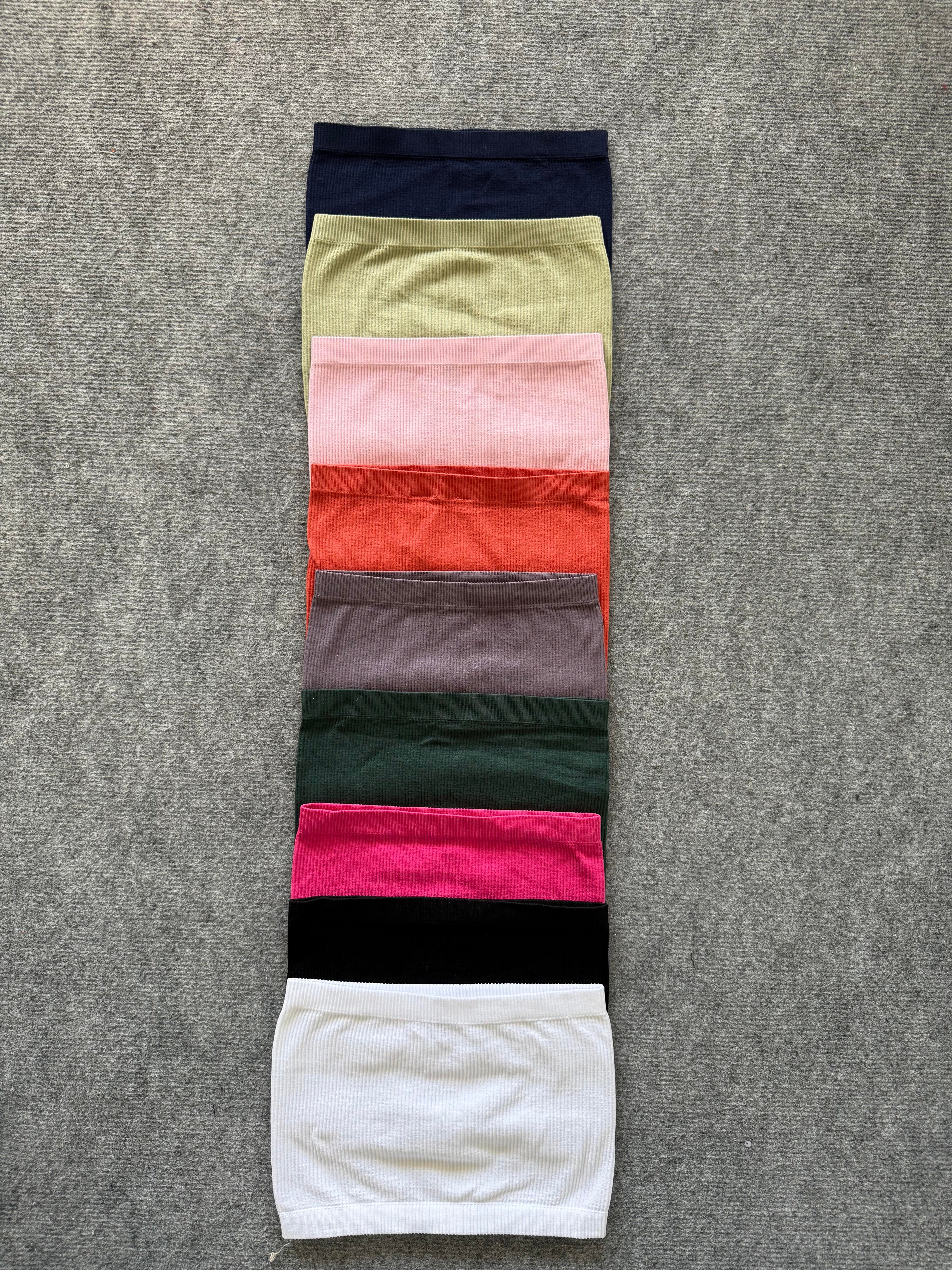 Straplez Fitilli Crop Beyaz