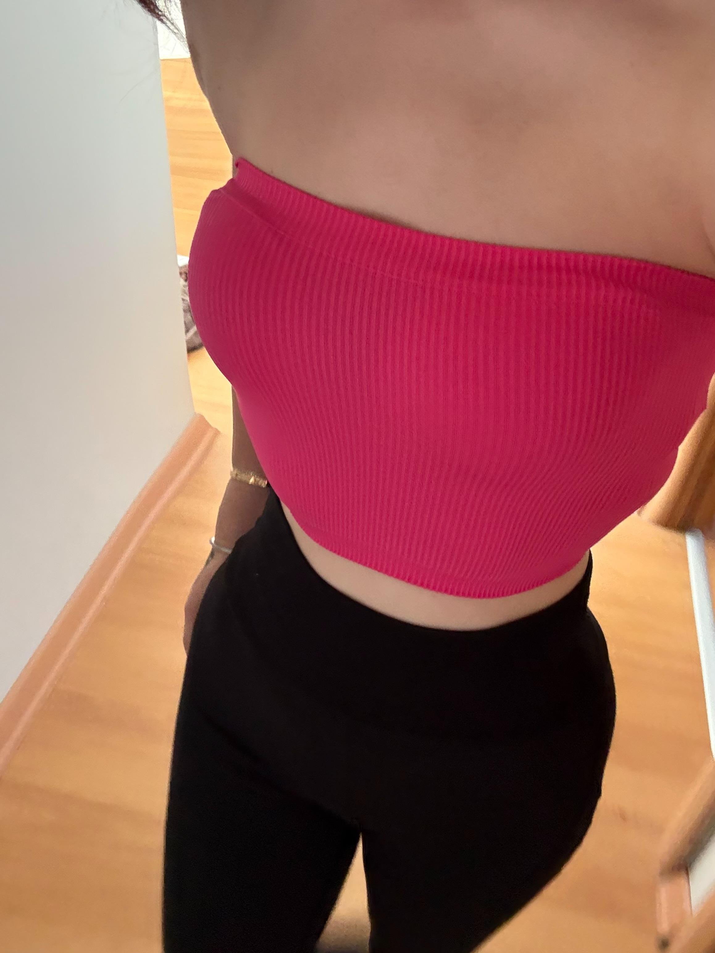 Straplez Fitilli Crop Fuşya