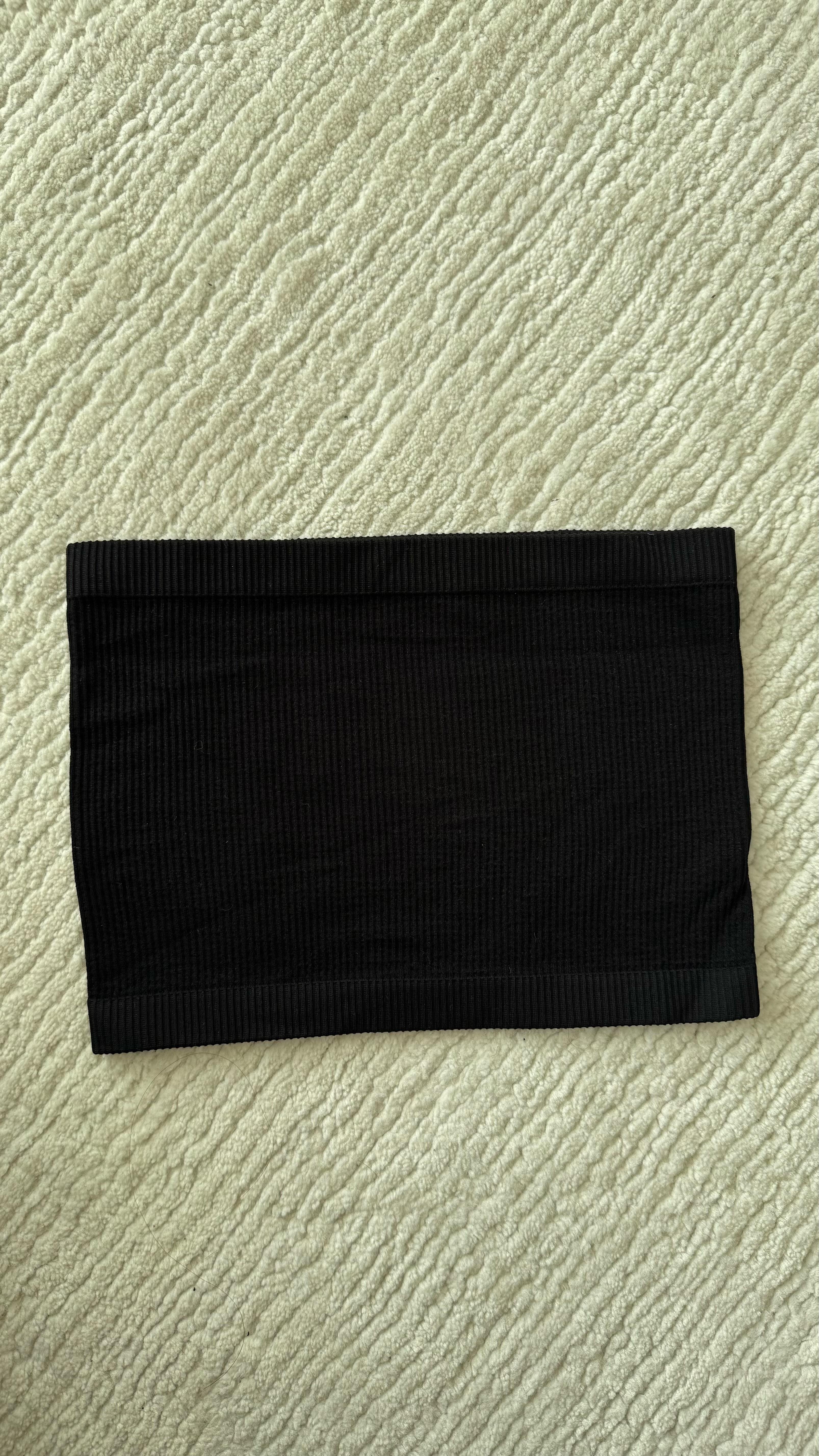 Straplez Fitilli Crop Siyah