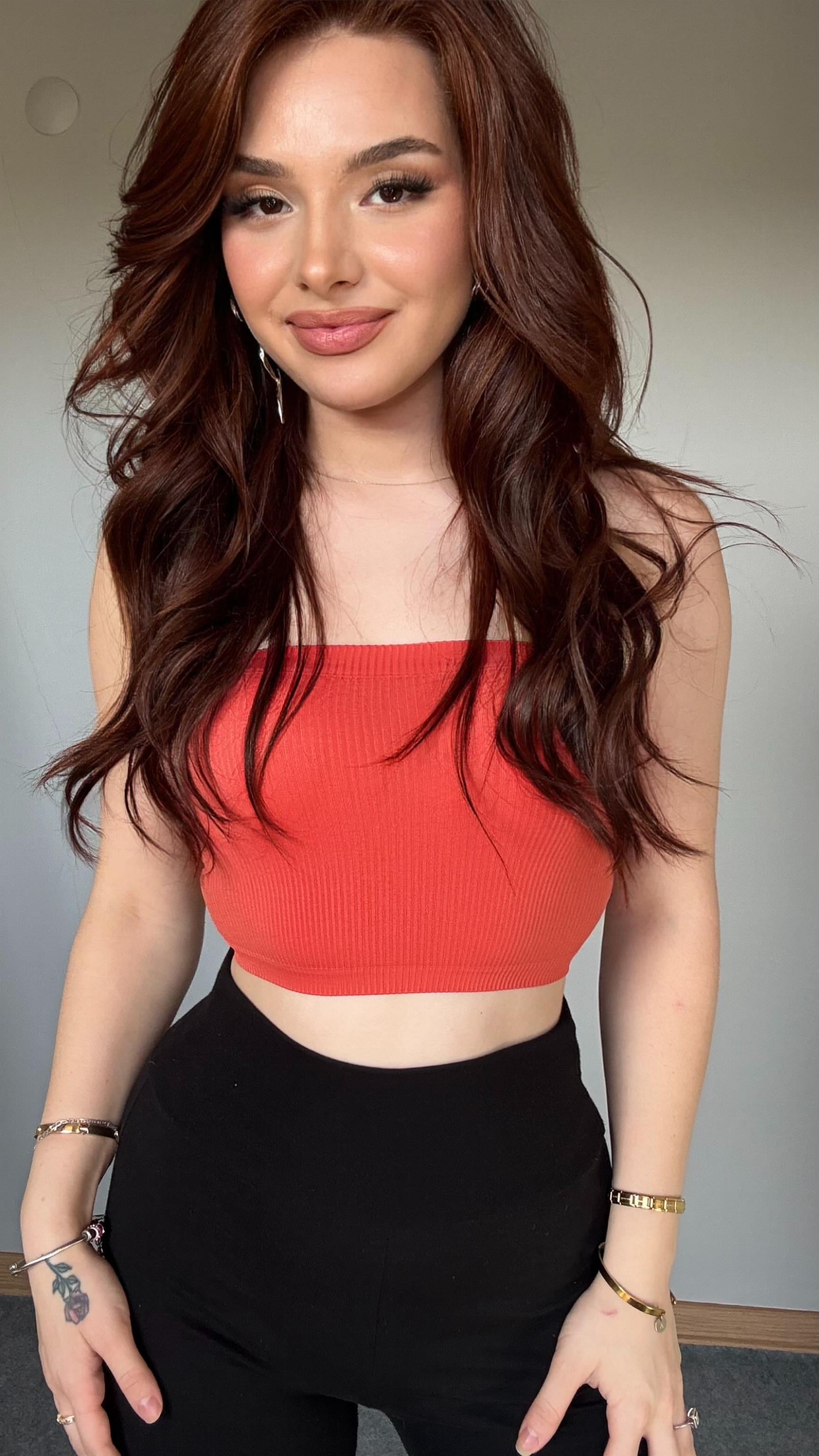 Straplez Fitilli Crop Turuncu