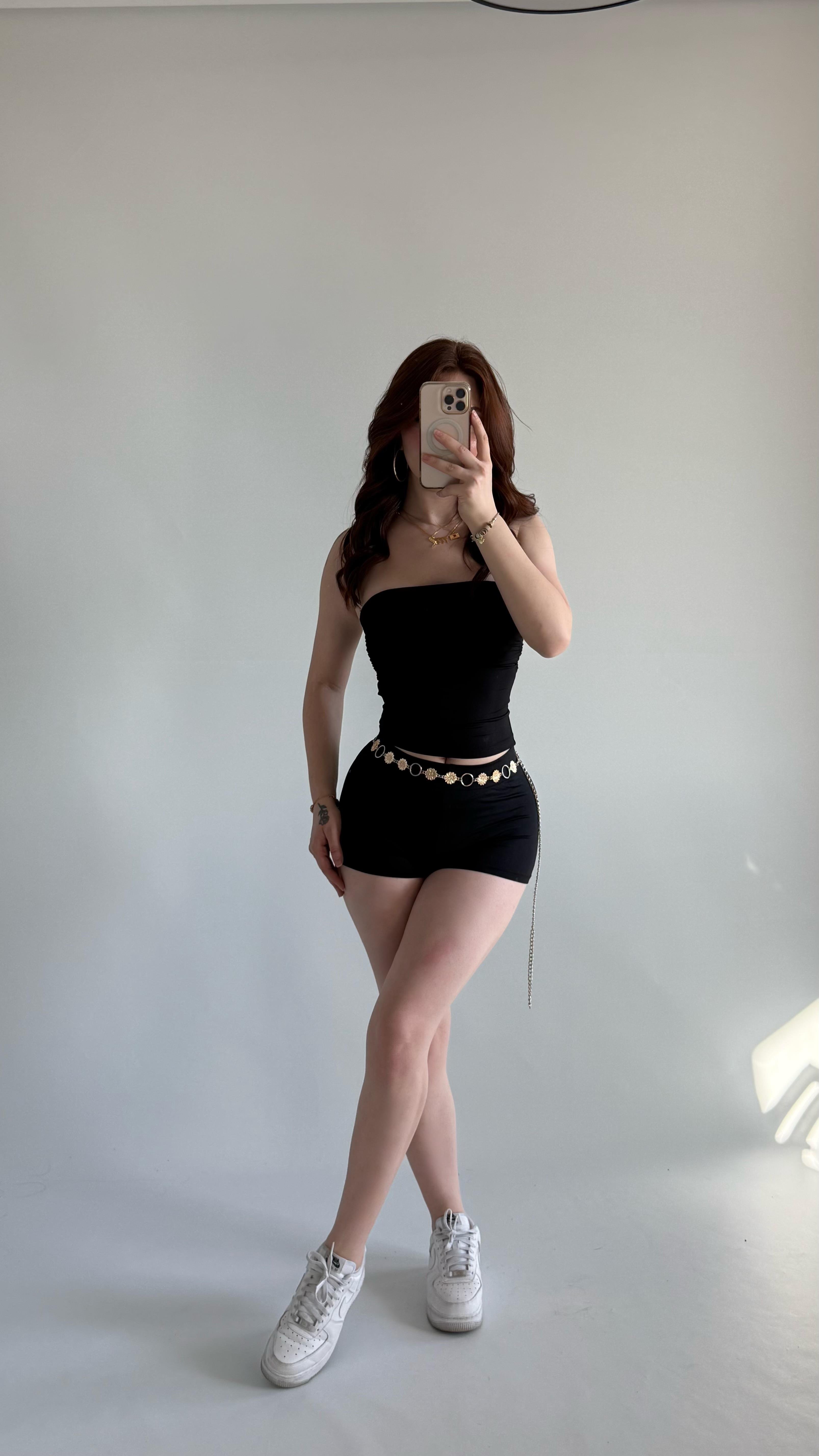 Straplez Mini Şort Takım Siyah