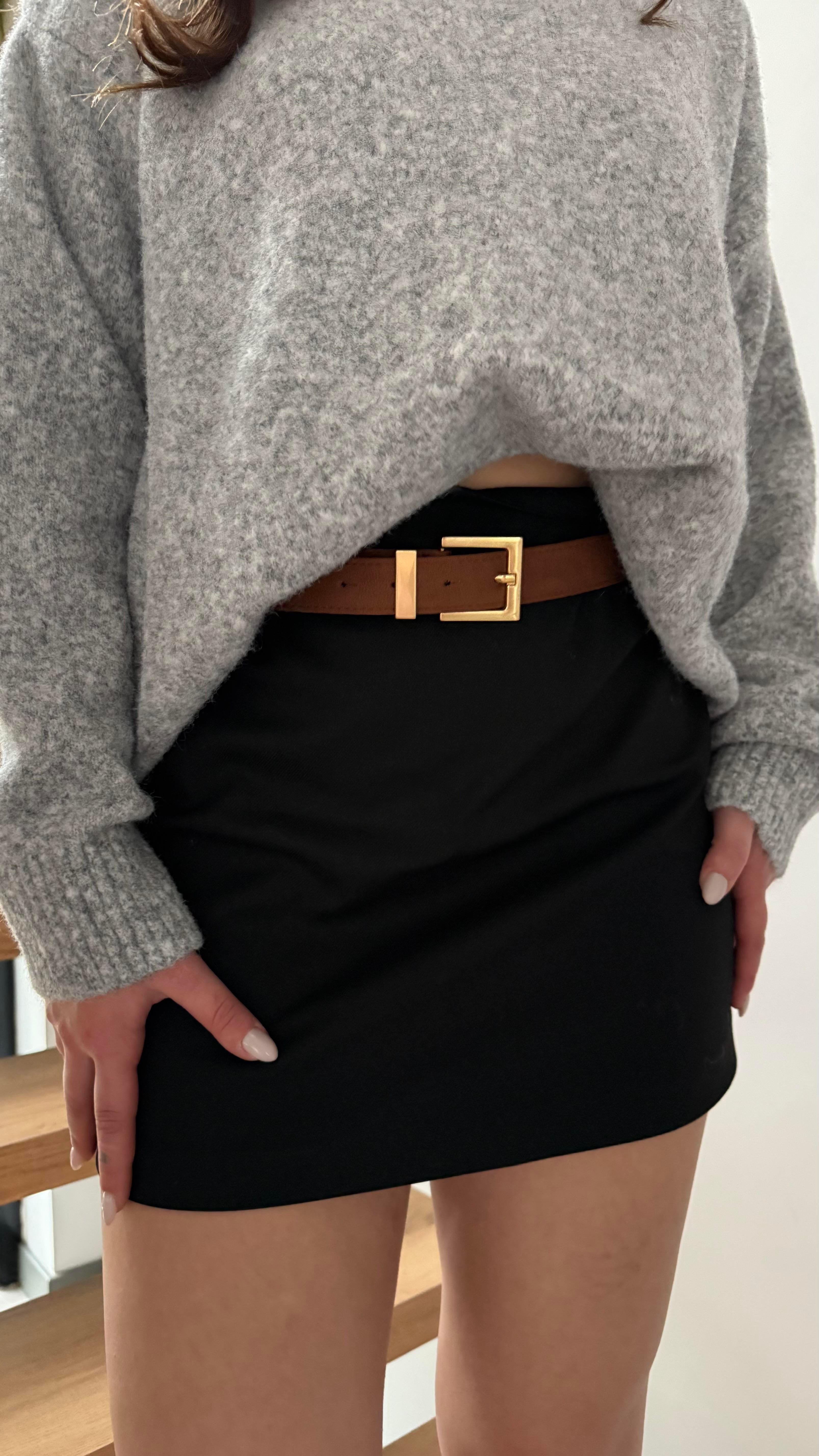 Süet Gold Kemer Taba