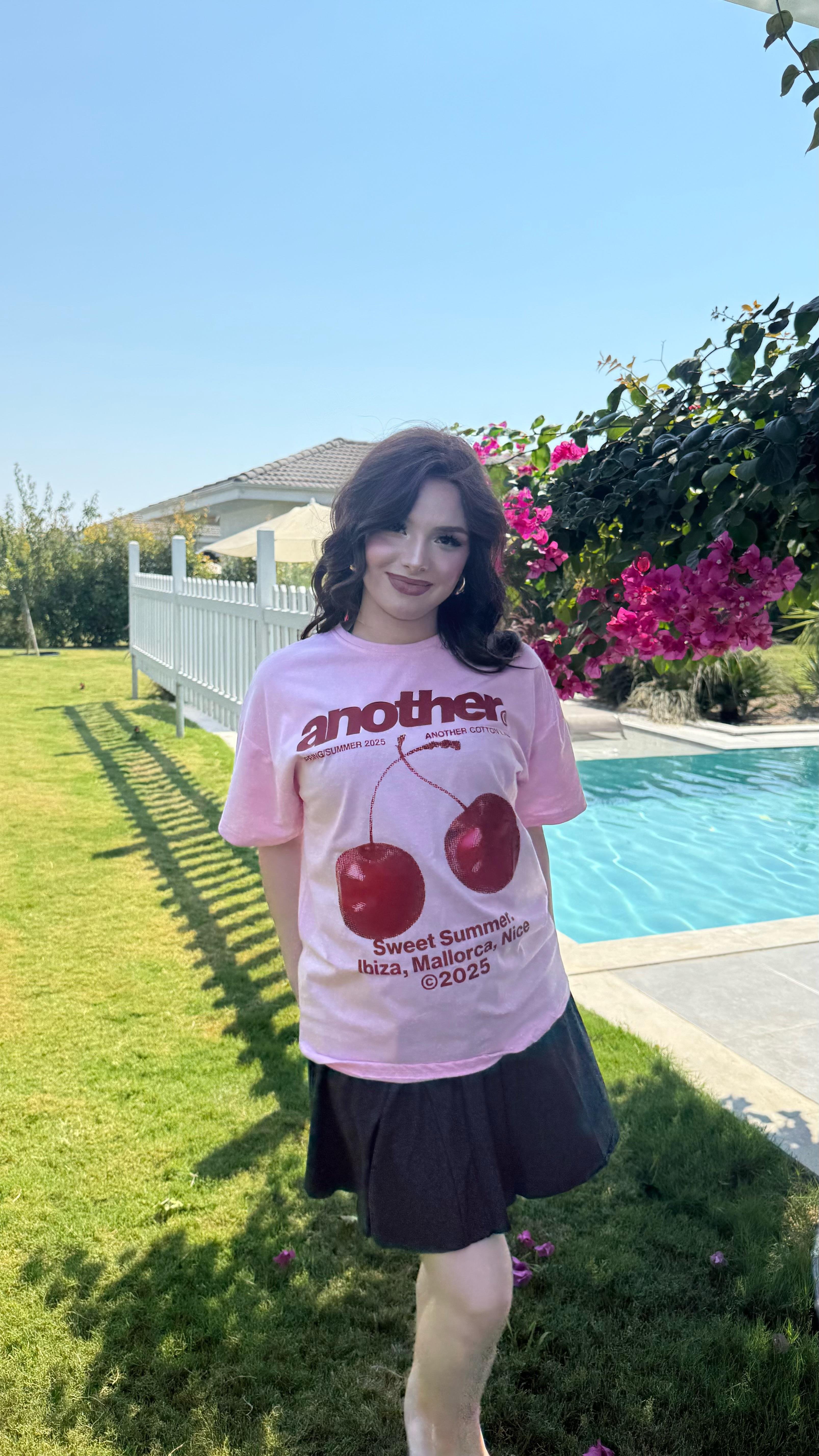 Summer Oversize Tişört Cherry Pink