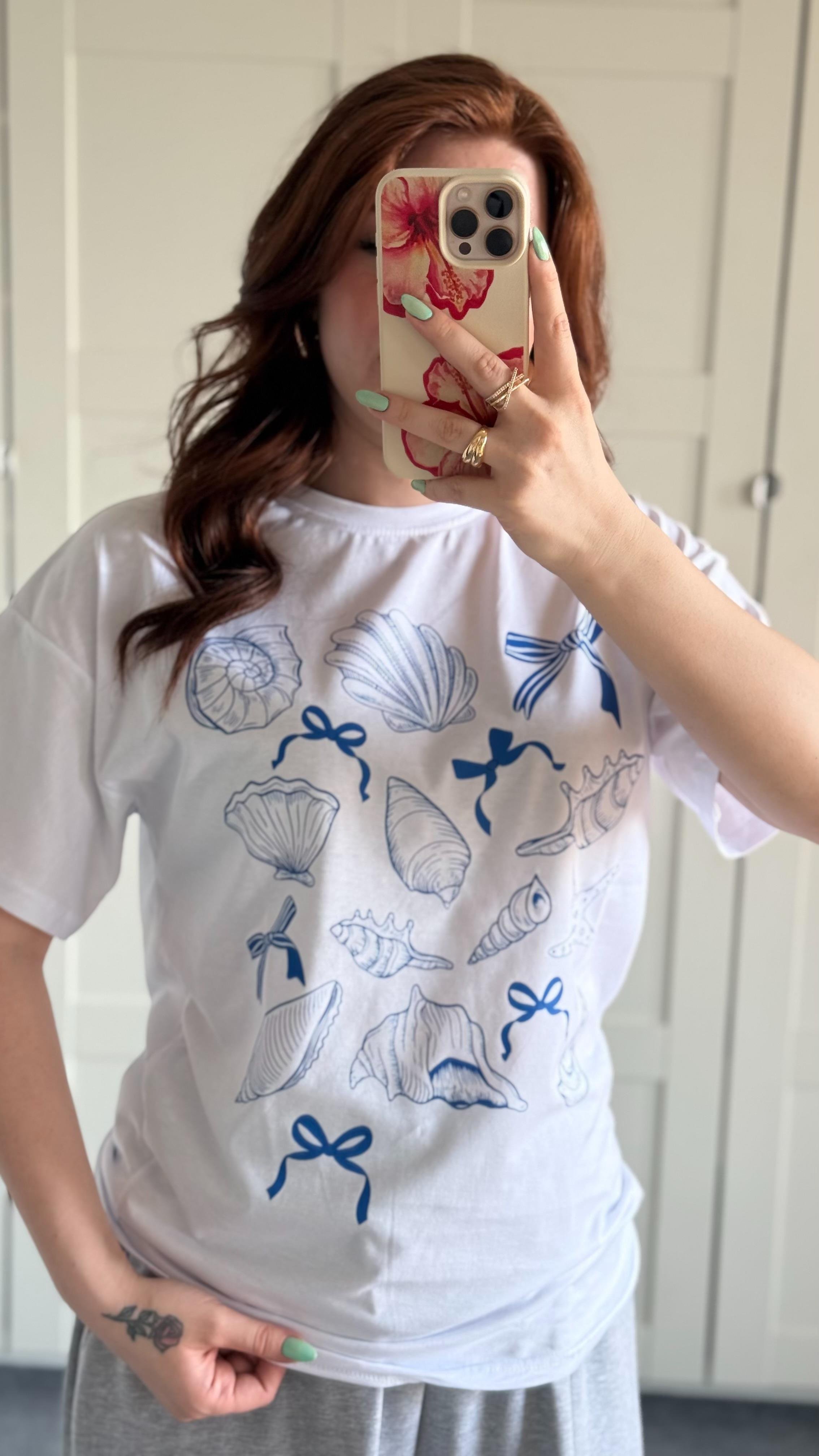 Summer Oversize Tişört Deniz Kabukları