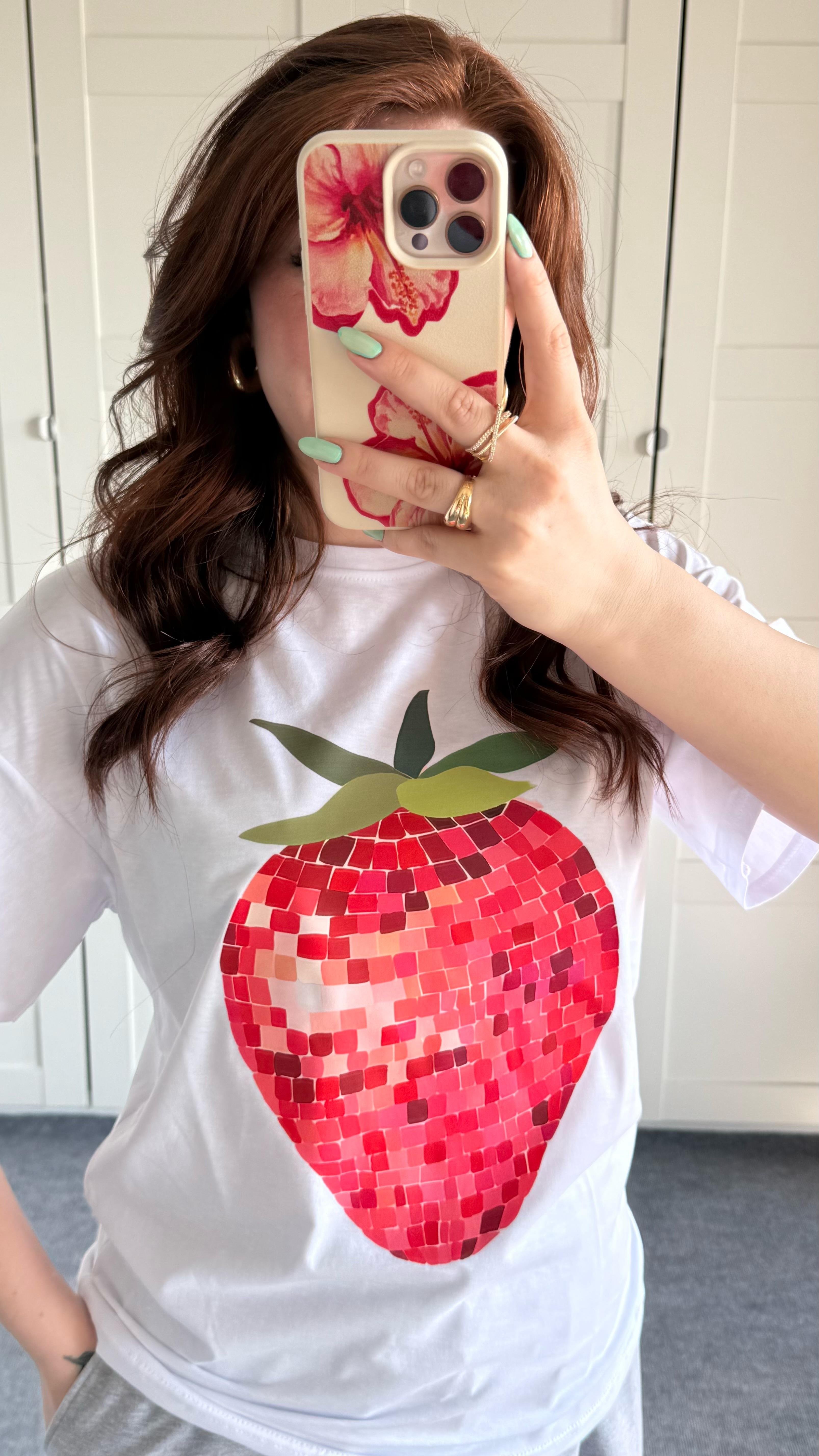 Summer Oversize Tişört Disco Çilek