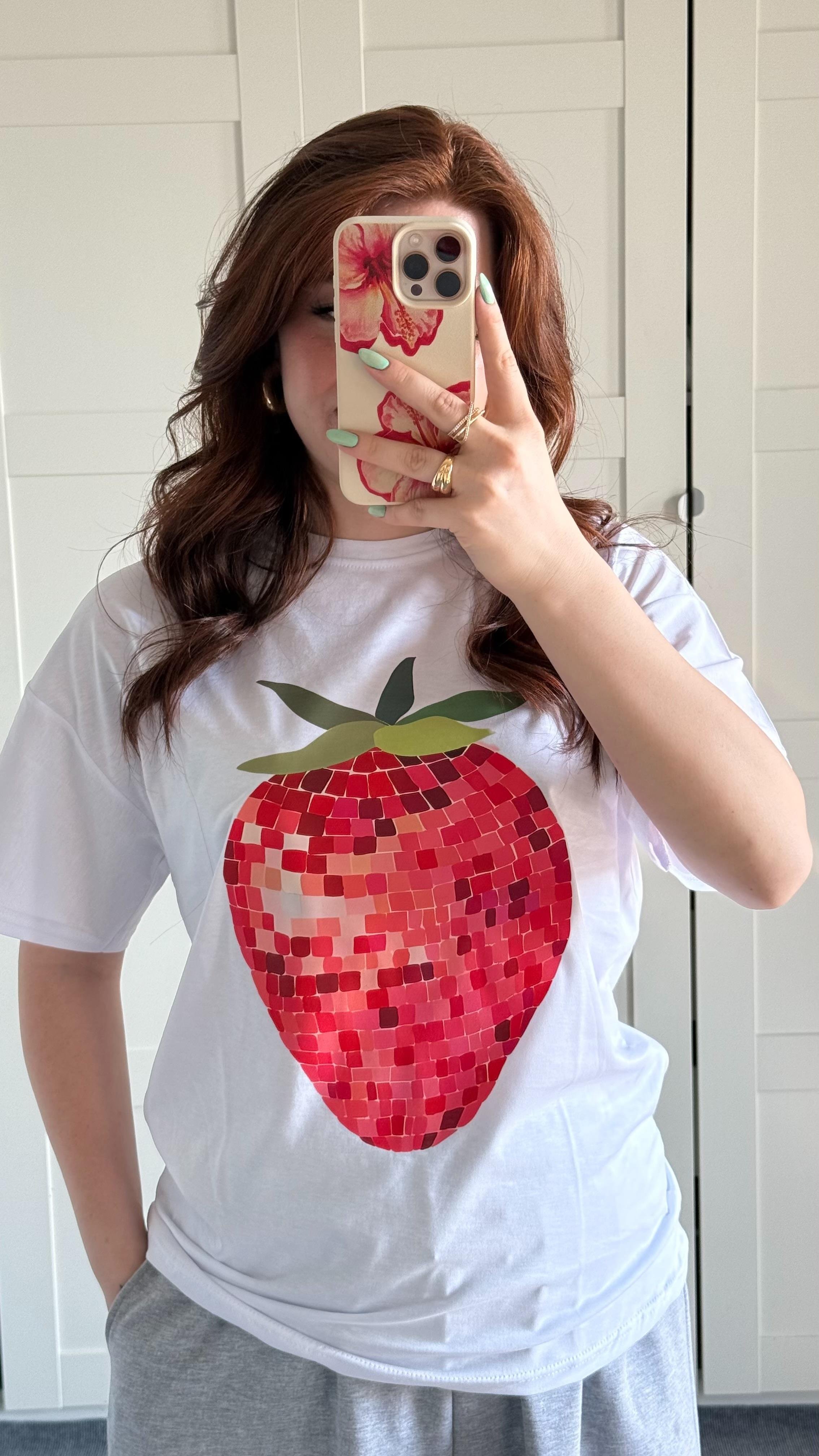 Summer Oversize Tişört Disco Çilek