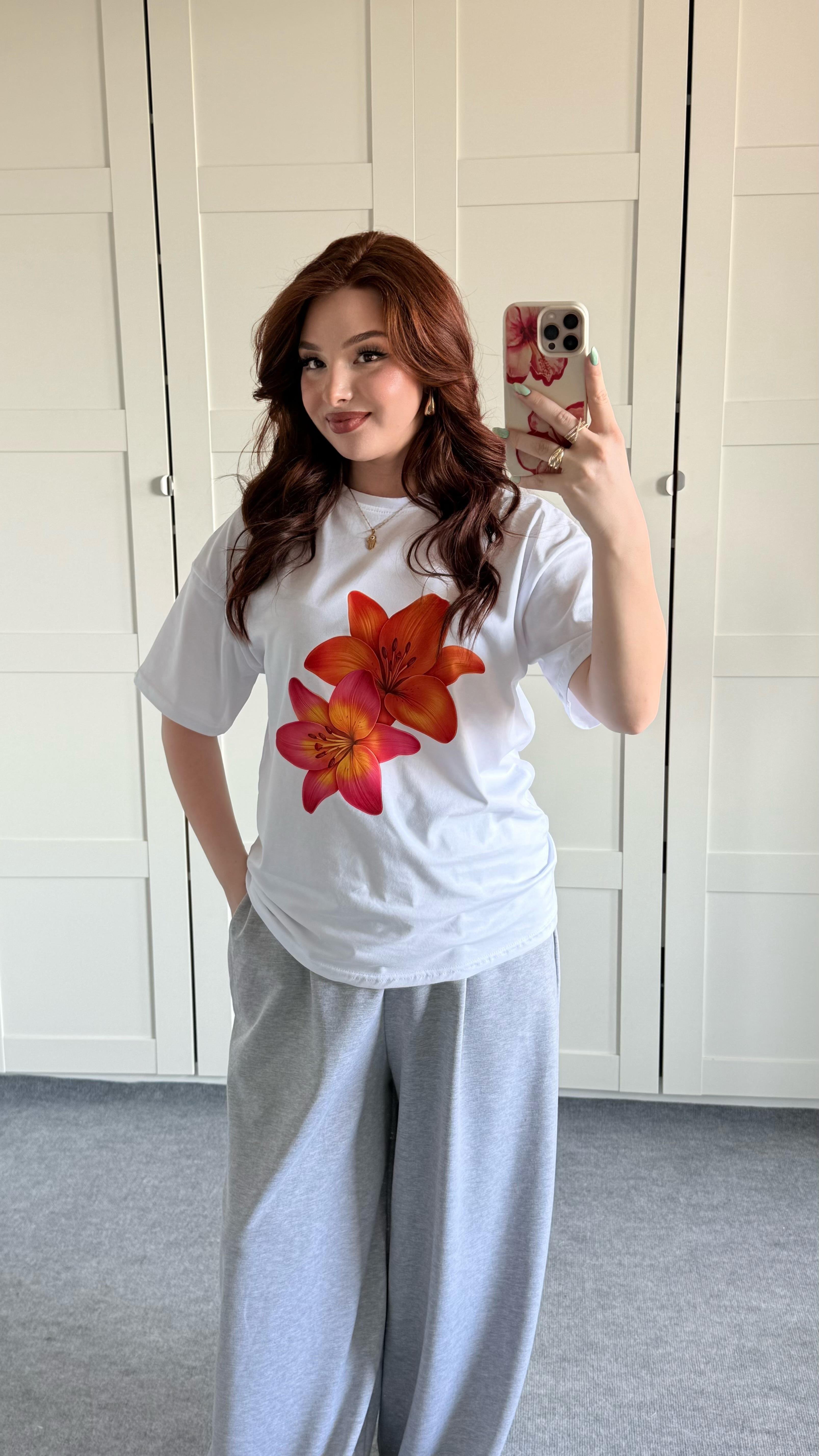 Summer Oversize Tişört Hawai Çiçek 2