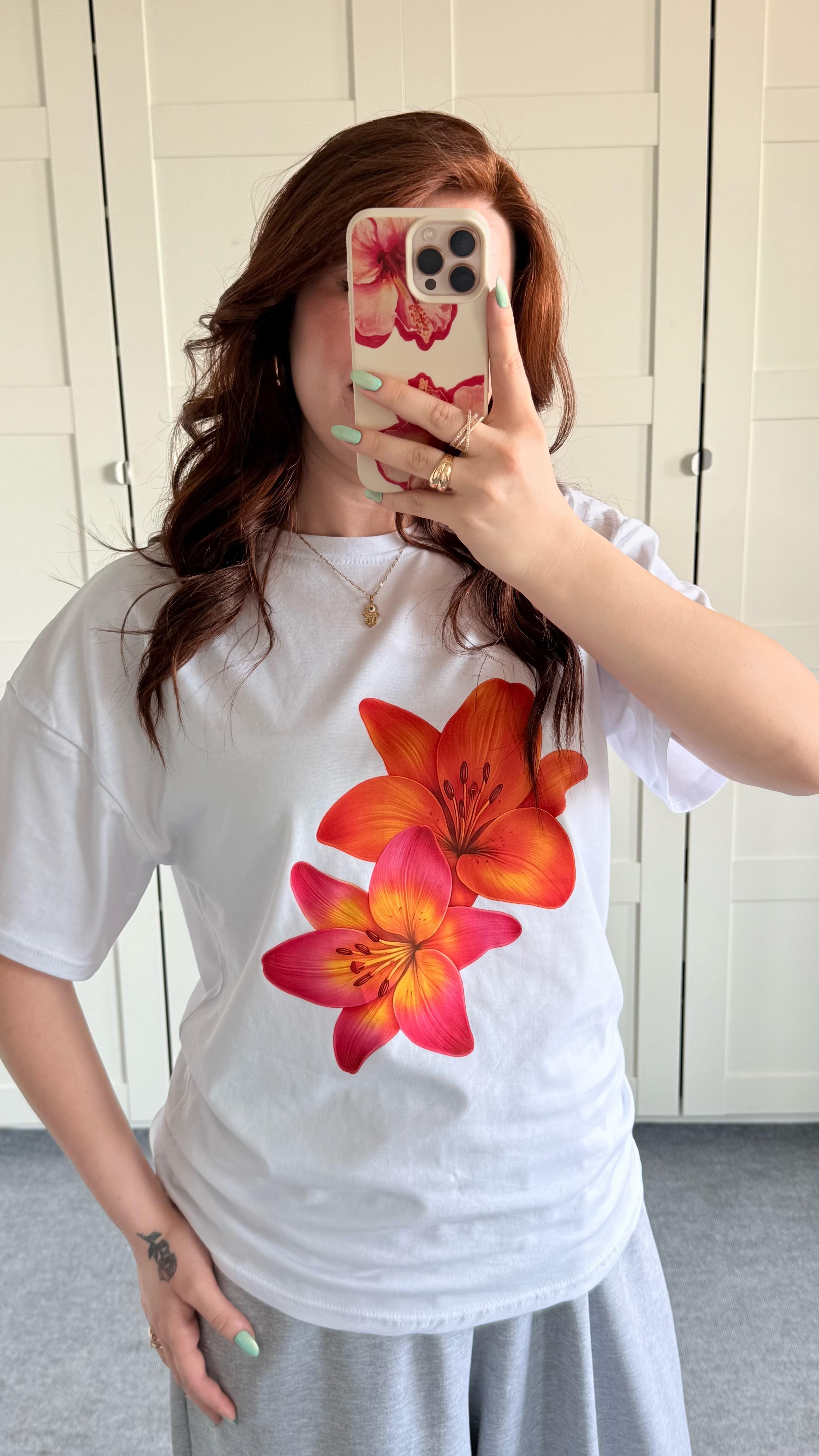 Summer Oversize Tişört Hawai Çiçek 2
