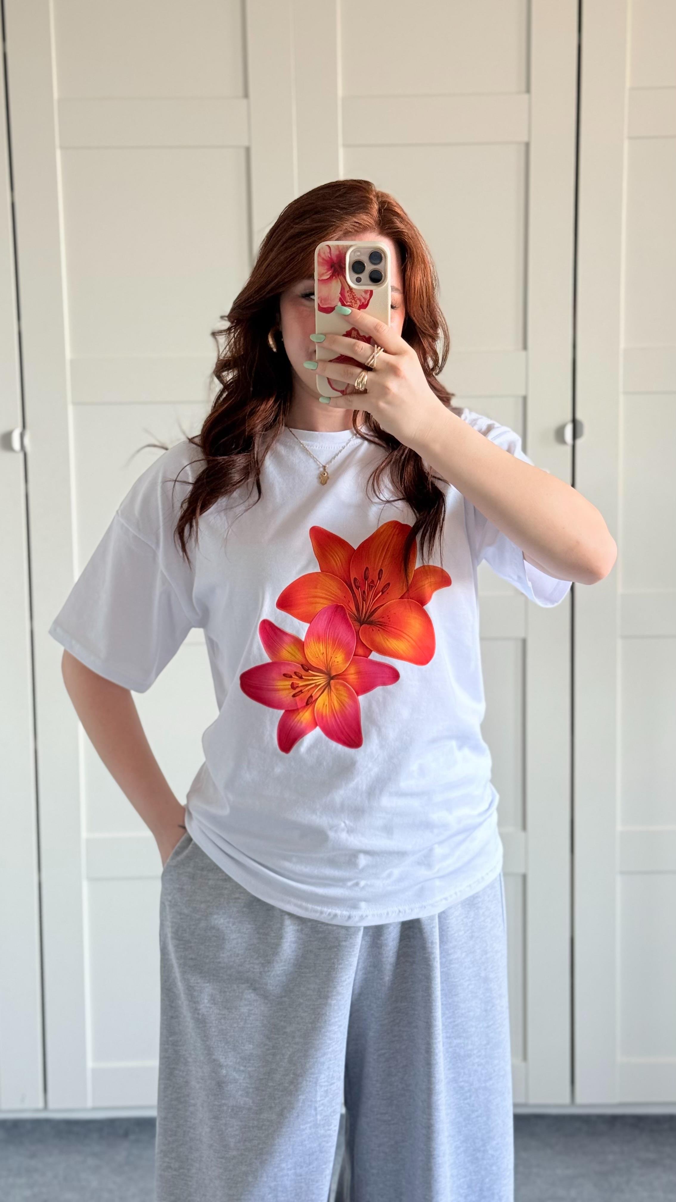 Summer Oversize Tişört Hawai Çiçek 2
