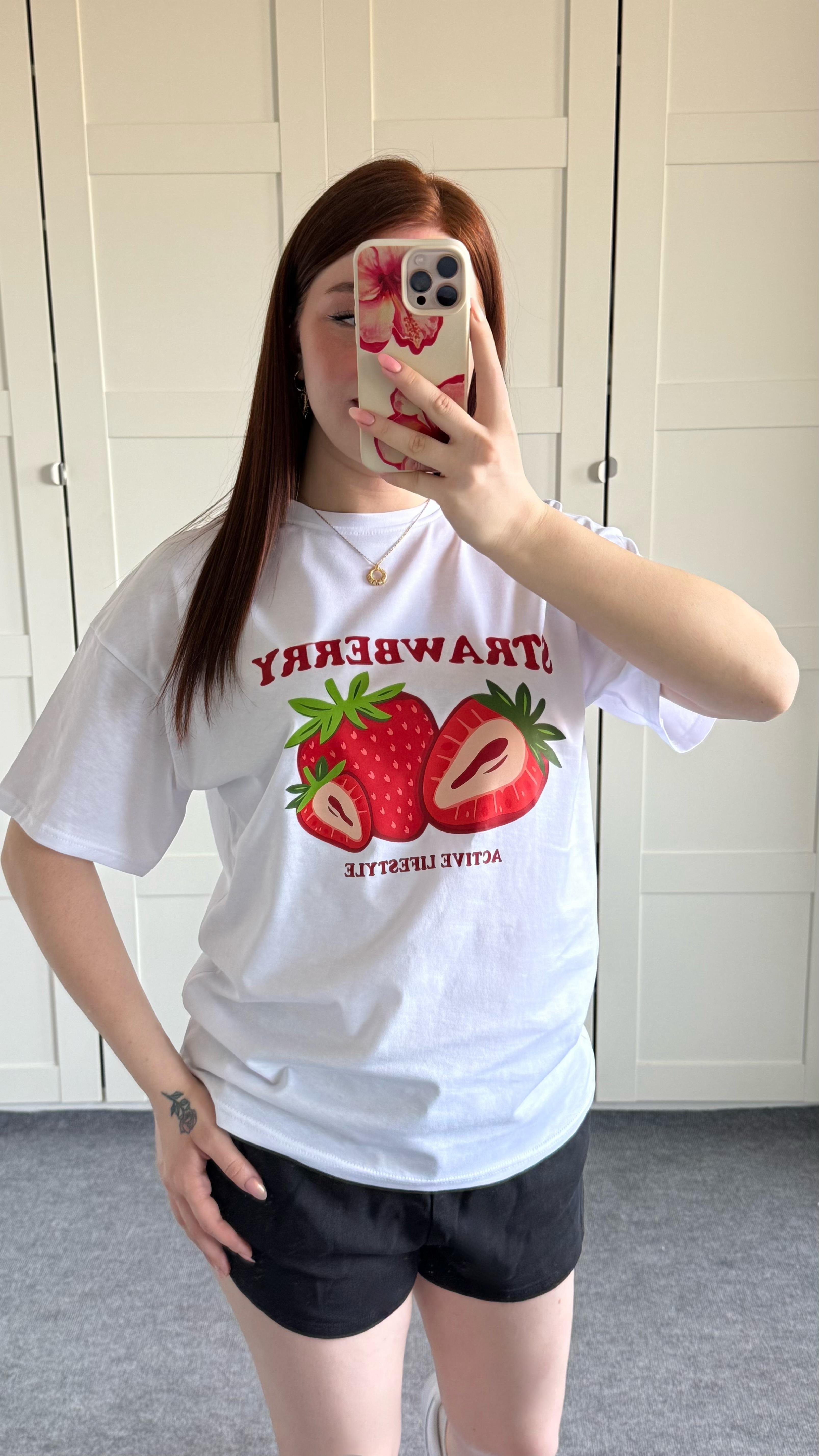Summer Oversize Tişört Strawberry