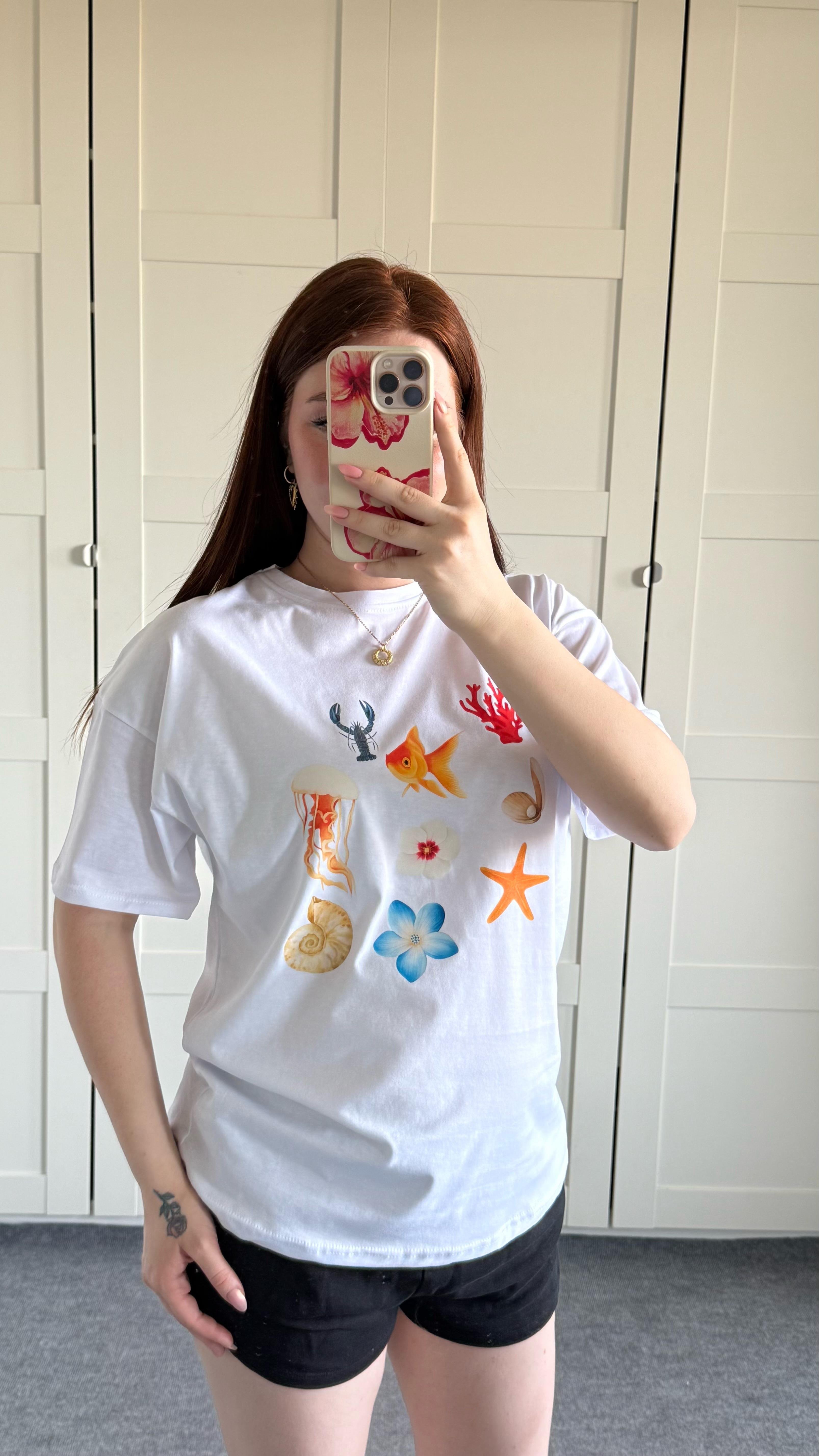 Summer Oversize Tişört Turuncu Balık