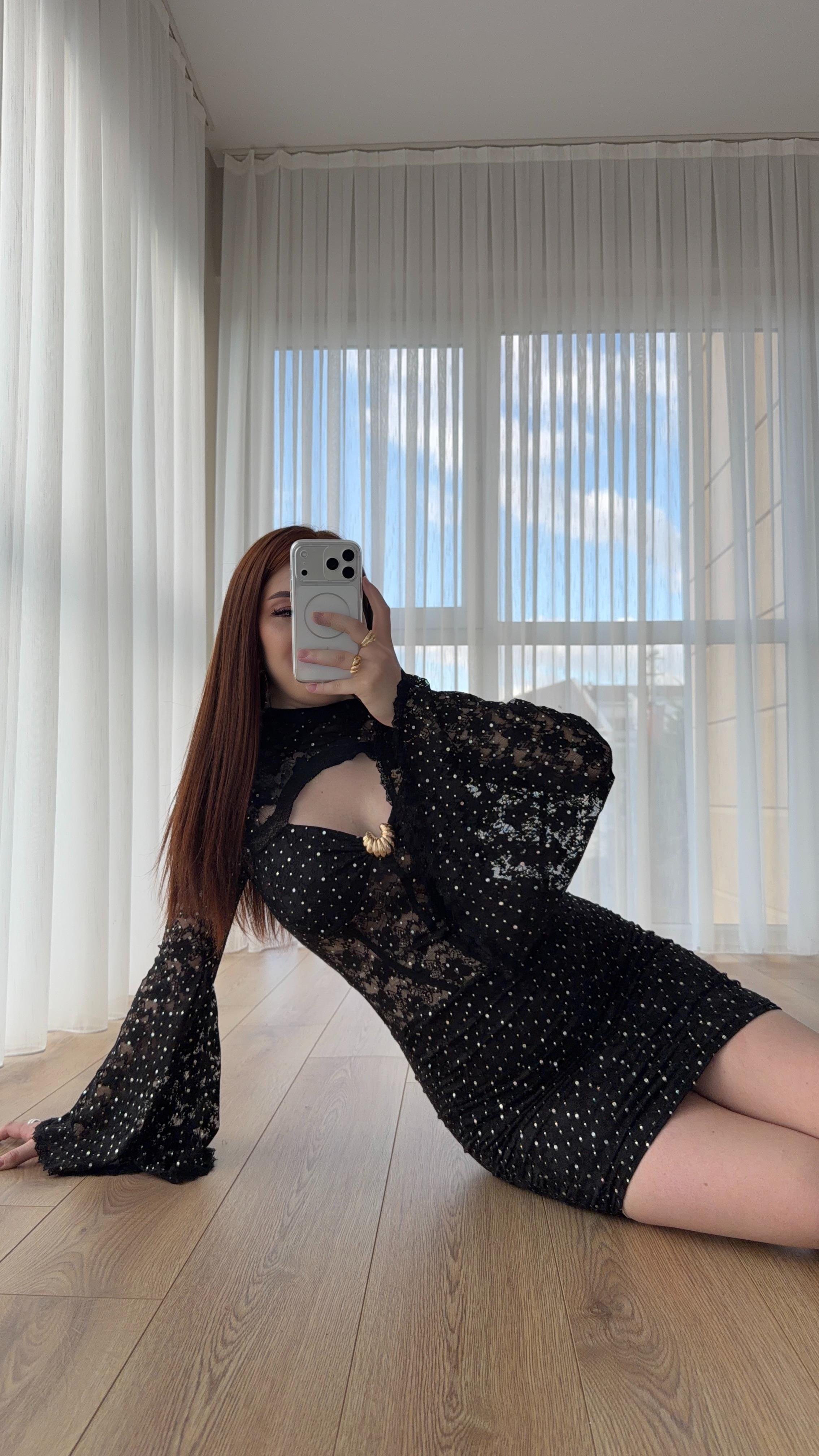 Sunlight Parıltı Aksesuar Mini Elbise Siyah