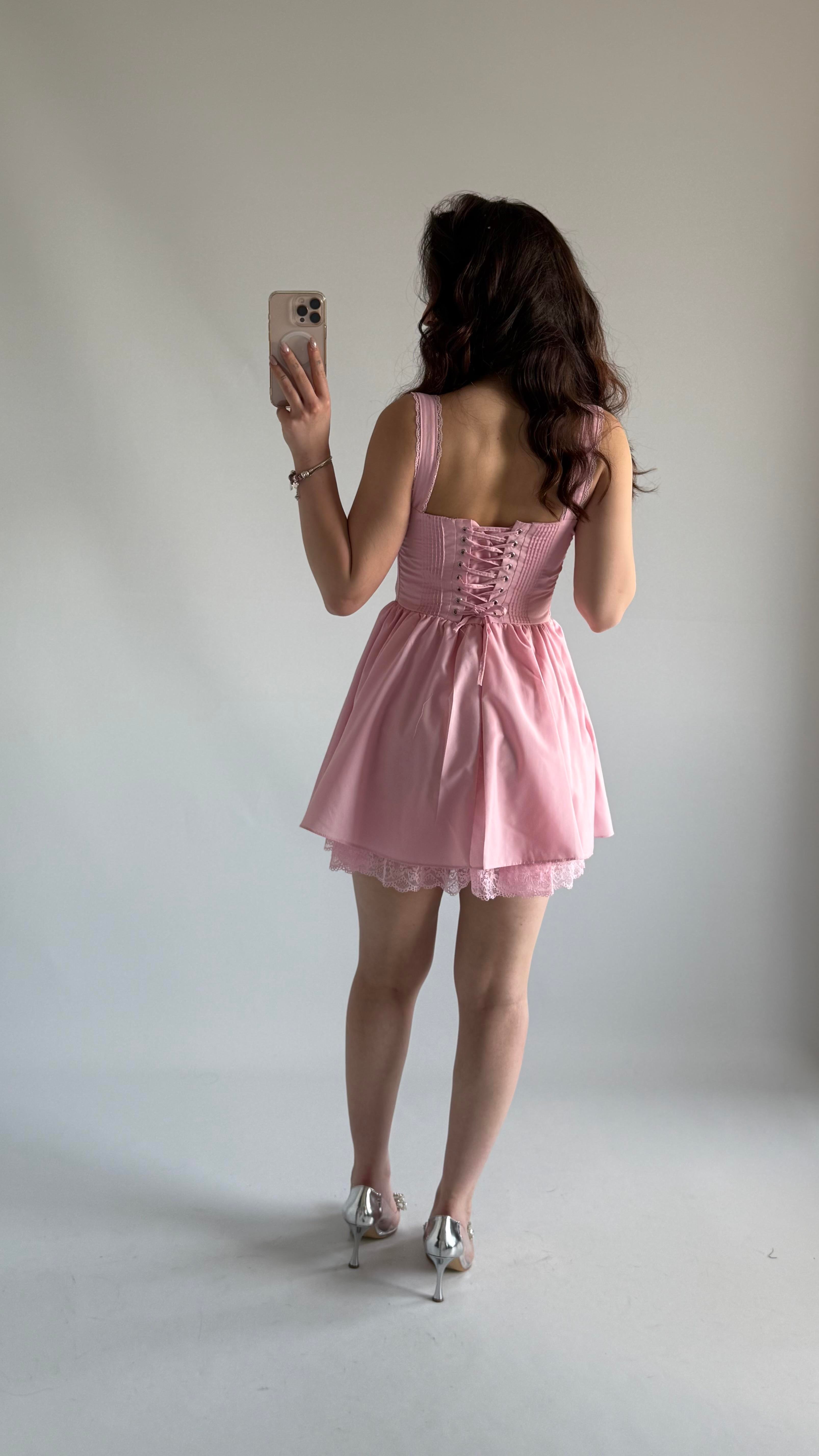 Swan Elbise Pembe