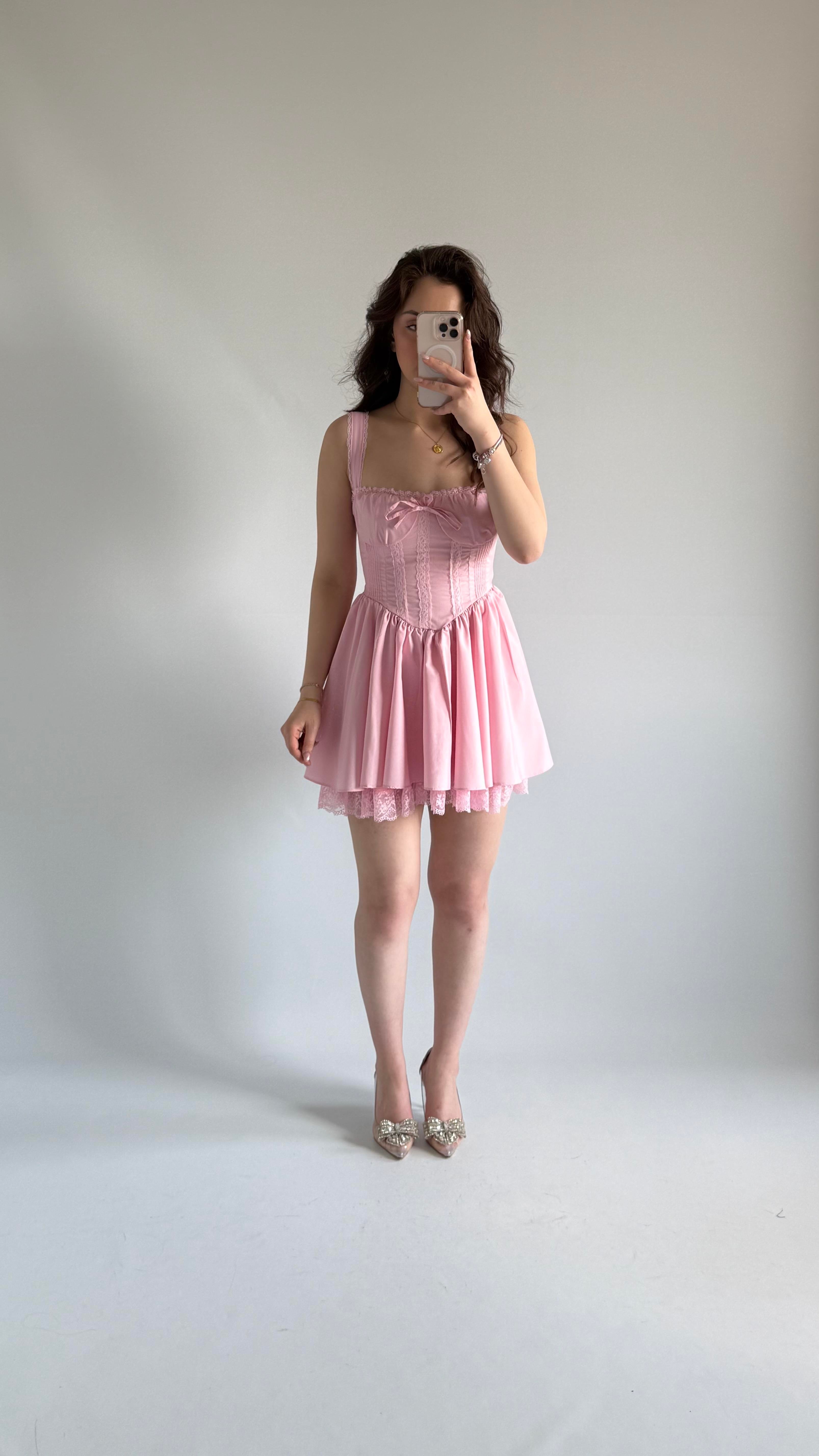 Swan Elbise Pembe