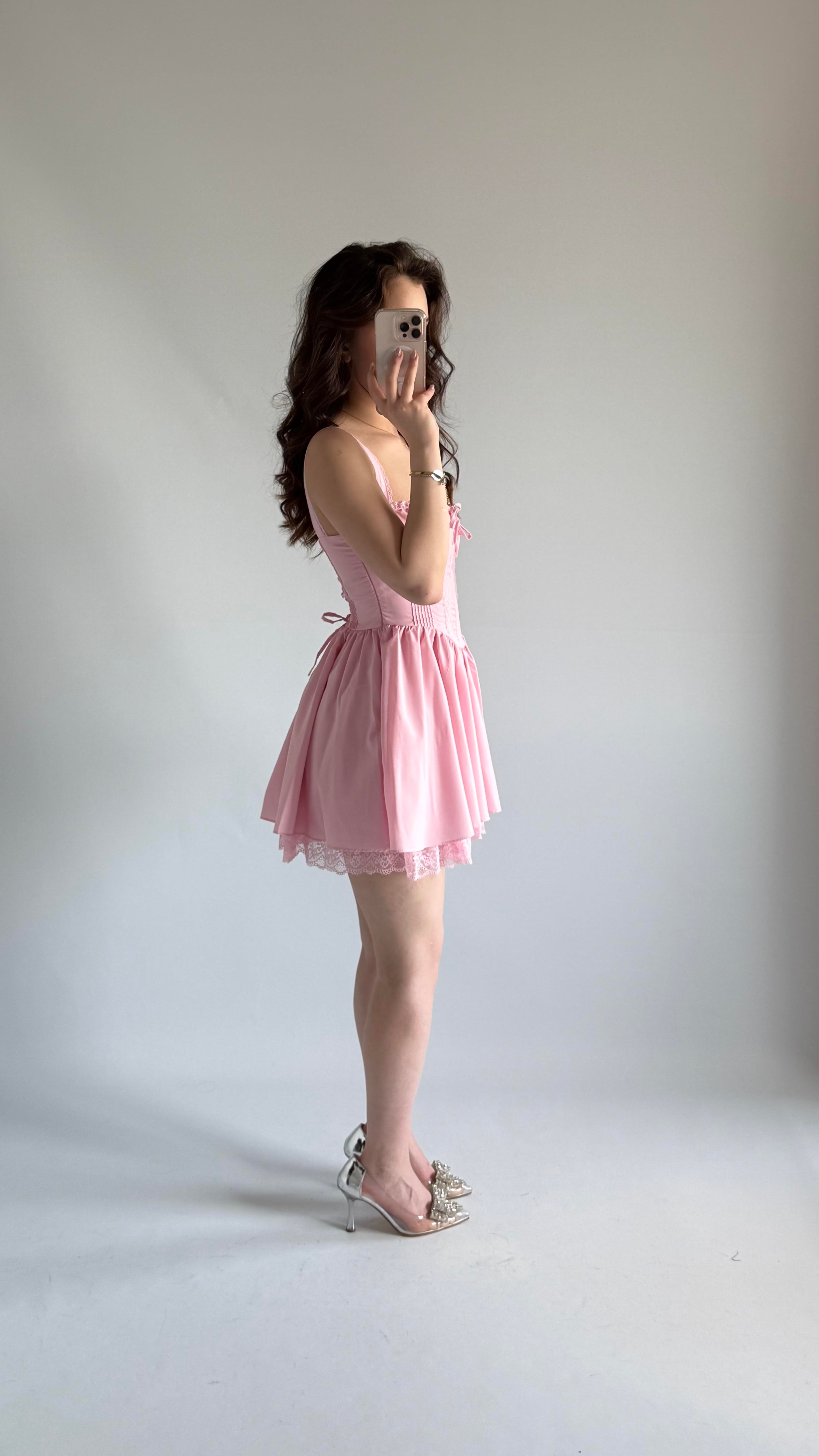 Swan Elbise Pembe