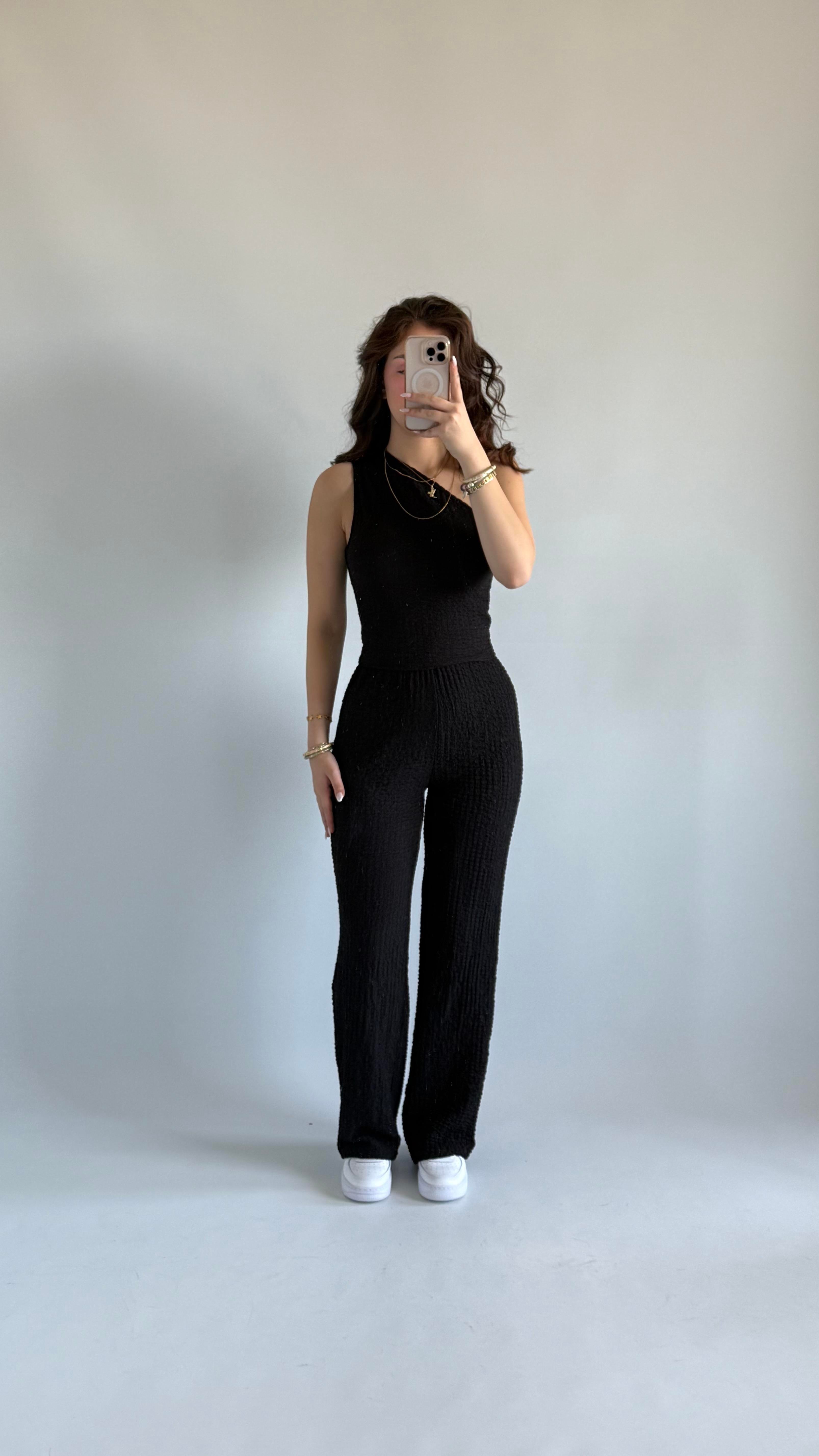 Tek Omuz Bubble İkili Takım Siyah