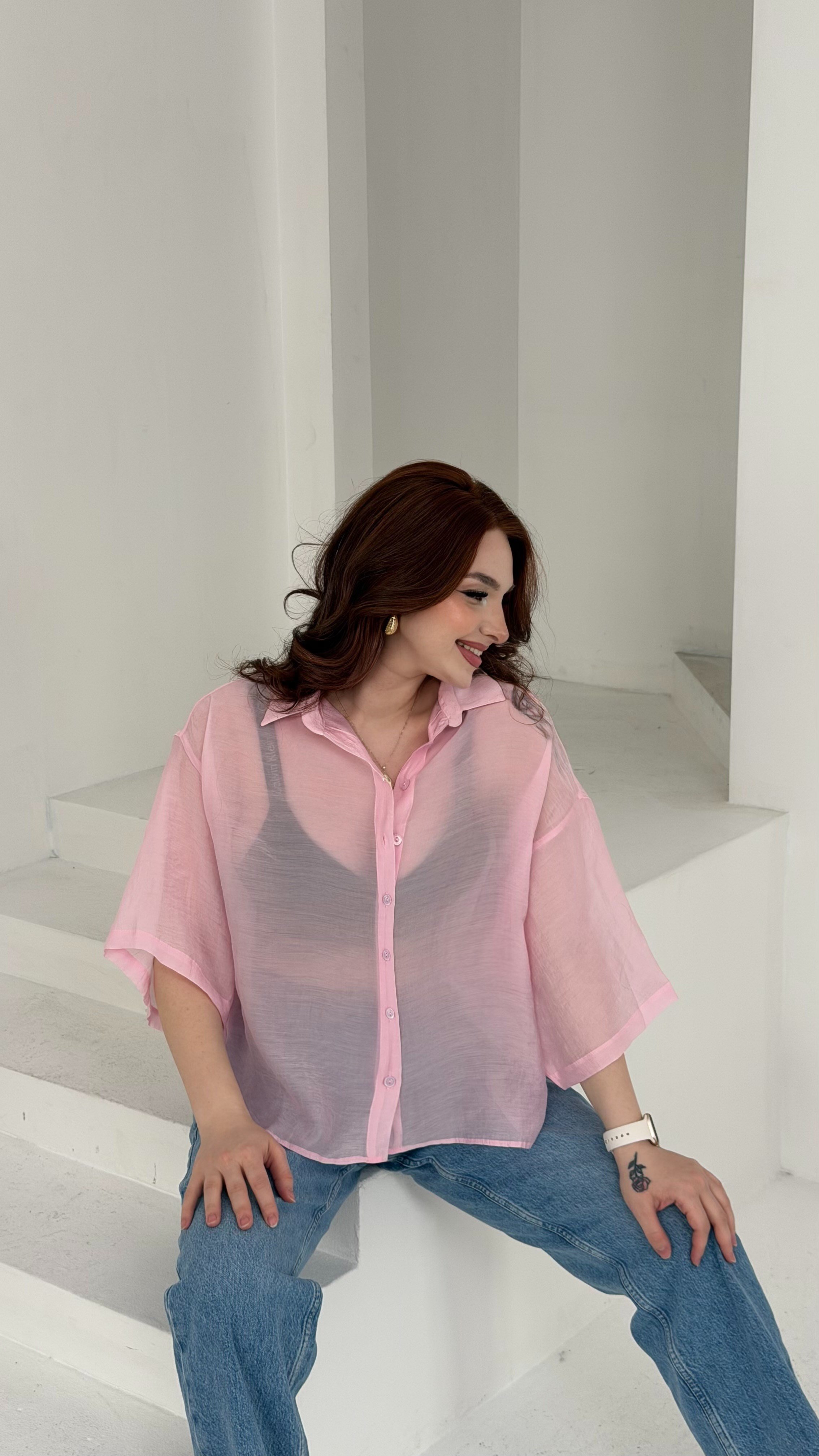Tensel Gömlek pembe