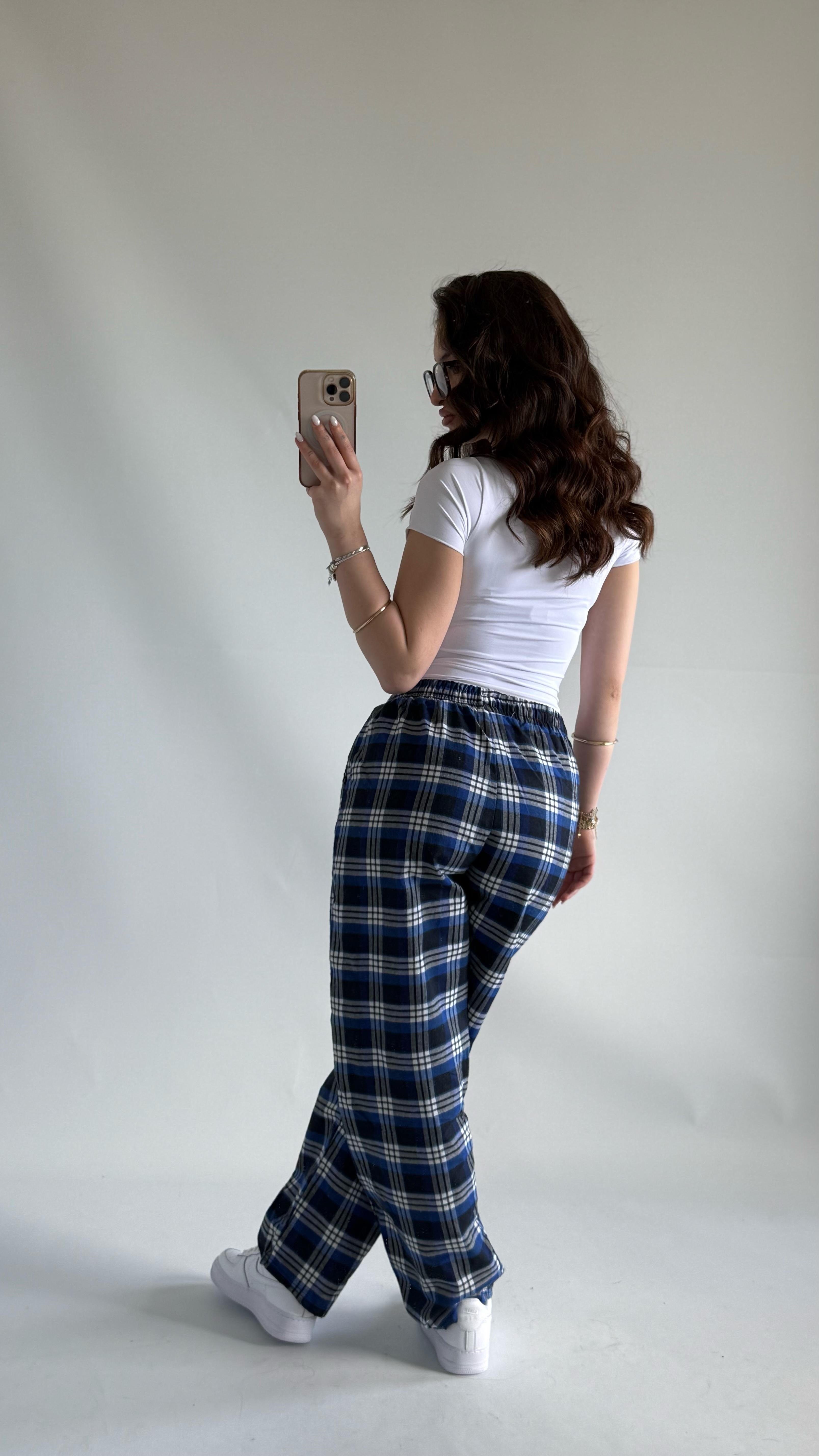 Tokyo Kareli Pijama Mavi Siyah