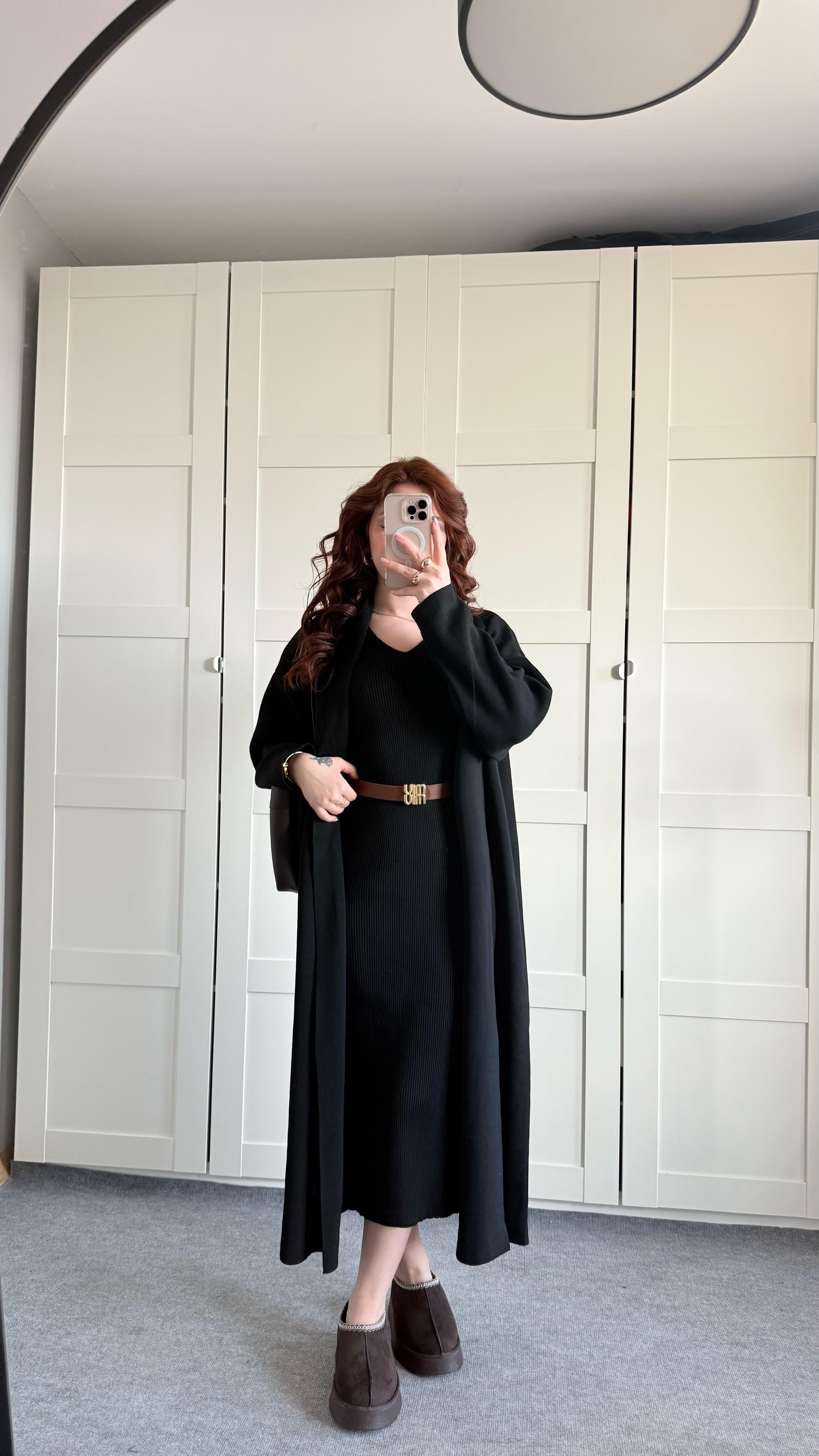 Triko Elbise Hırka Takım Siyah