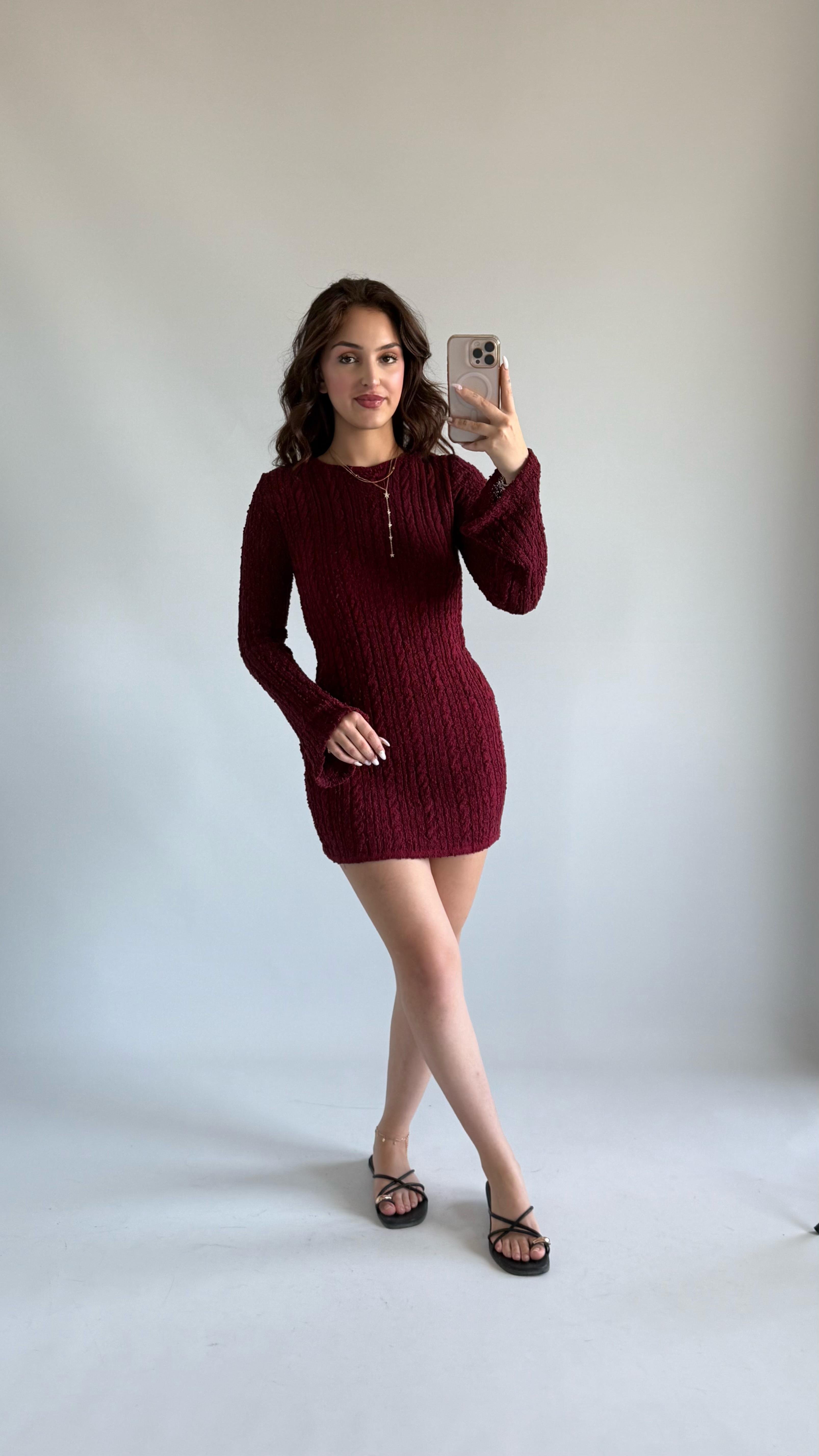 Triko Örme İp Pareo Mini Bordo