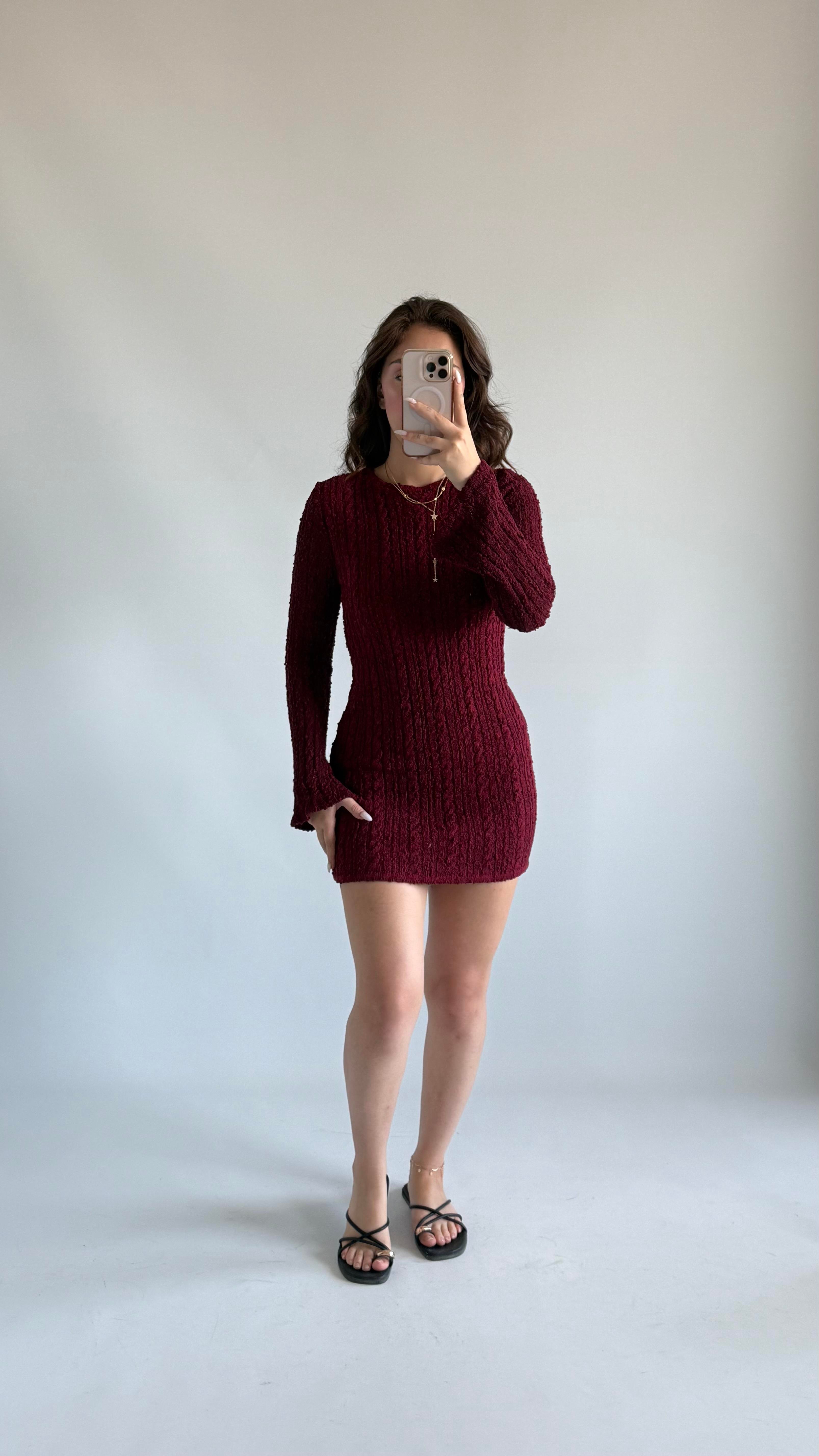 Triko Örme İp Pareo Mini Bordo