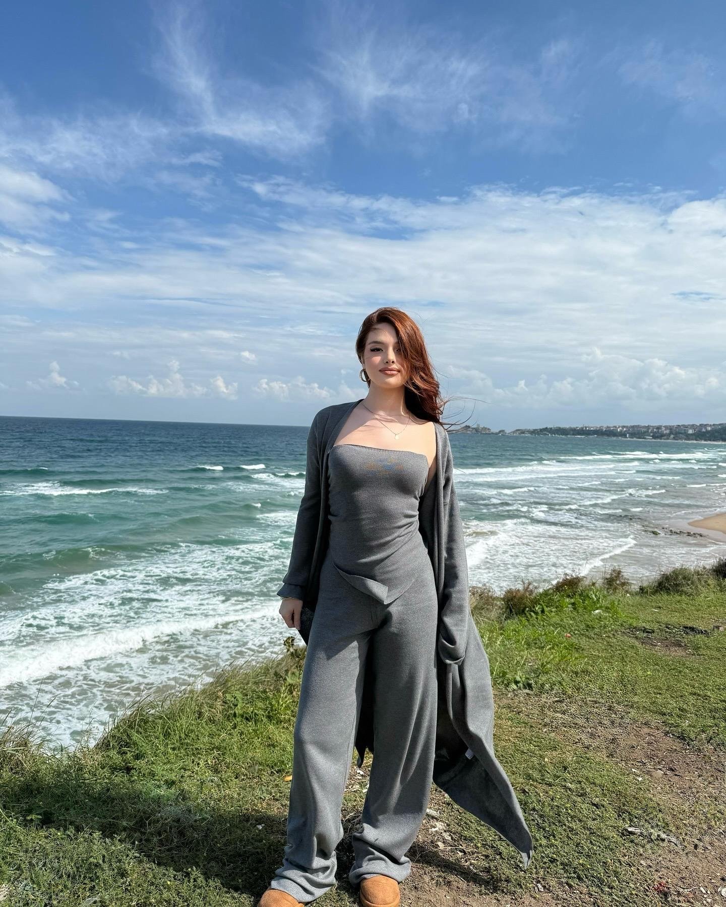 Üçlü Hırka Triko Takım Gri