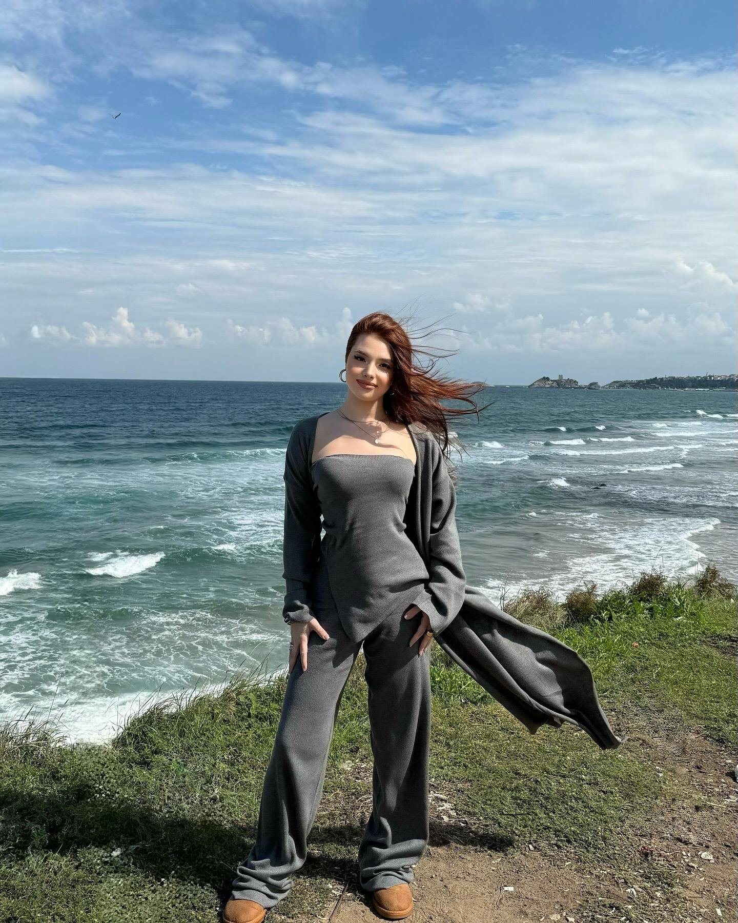 Üçlü Hırka Triko Takım Gri