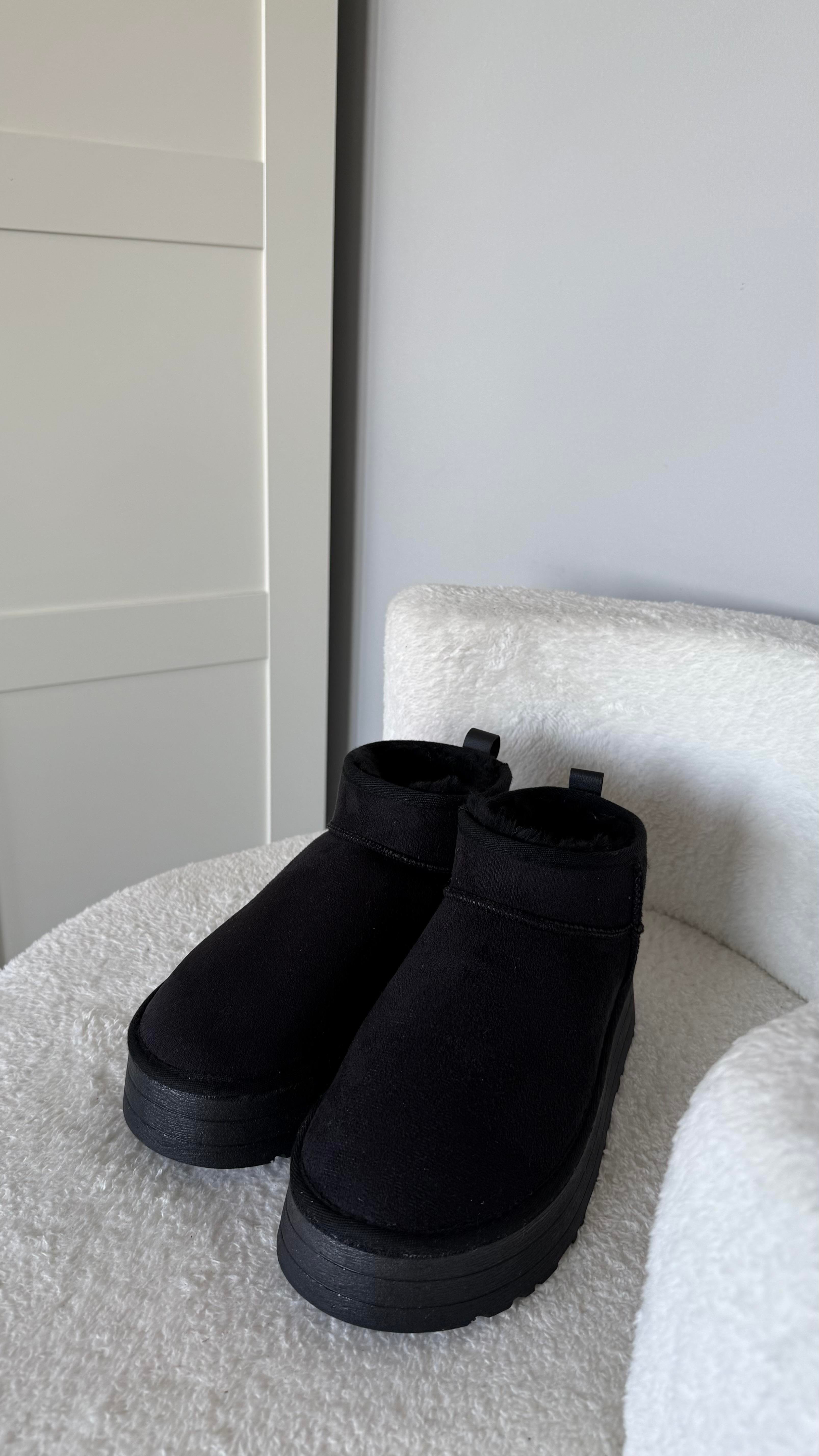 Ugg Bot Uzun Kürklü Siyah