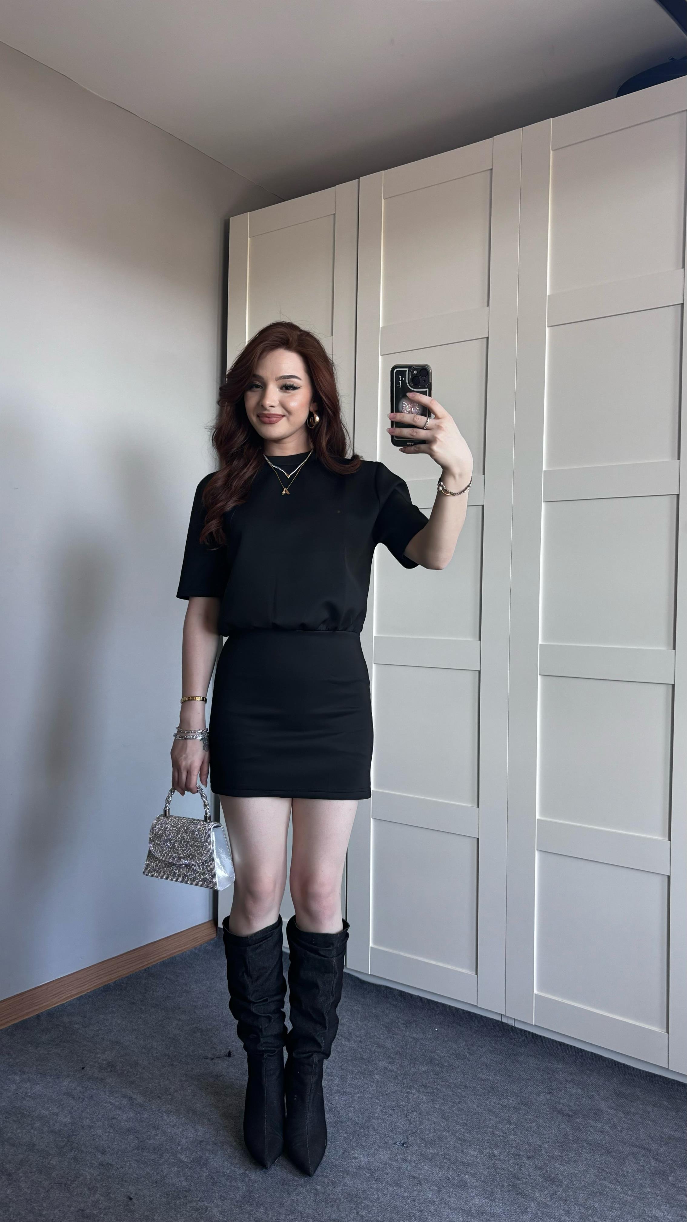 Vatkaı Mini Siyah Elbise