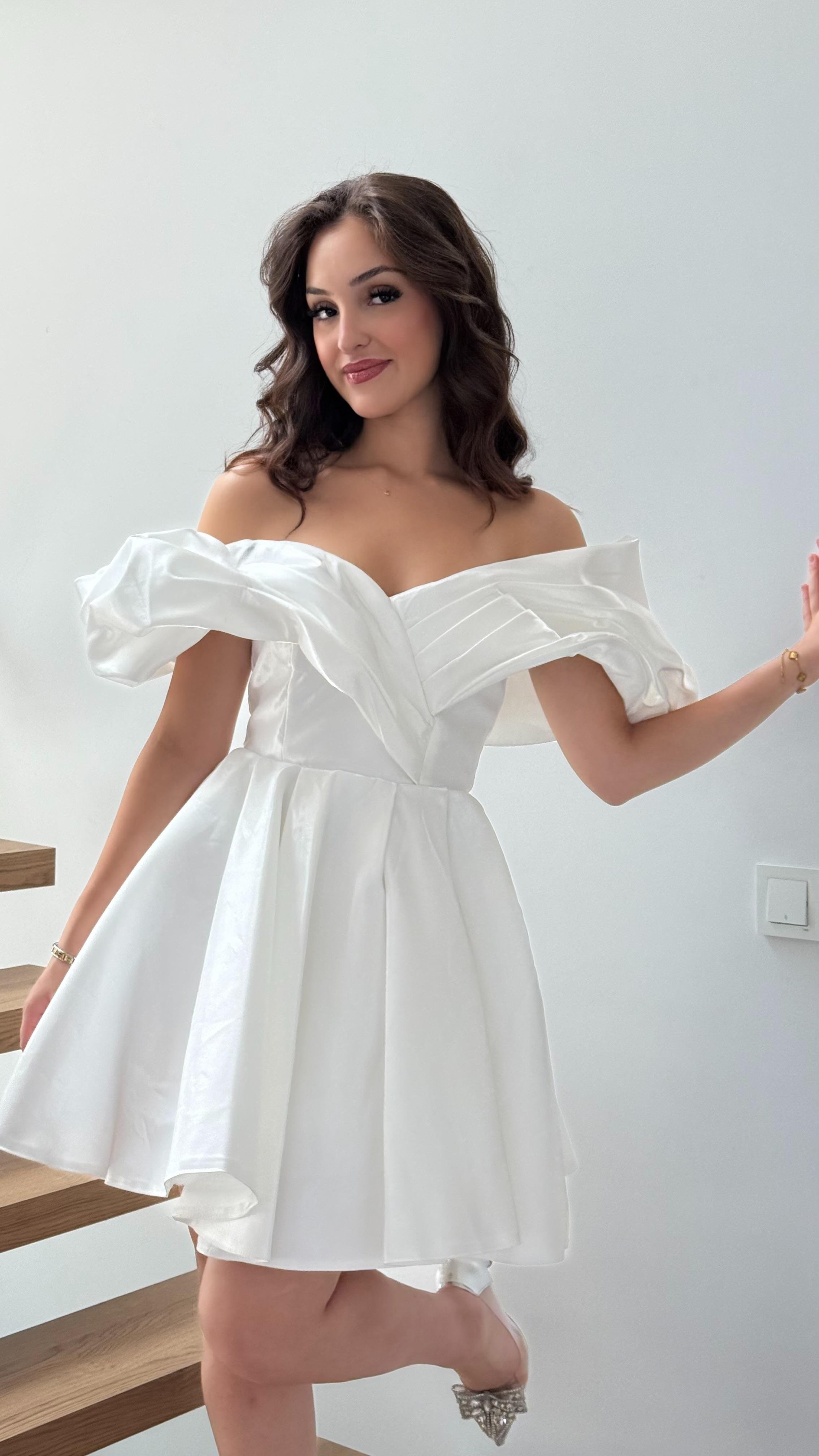 Vesna Madonna Mini Abiye Beyaz