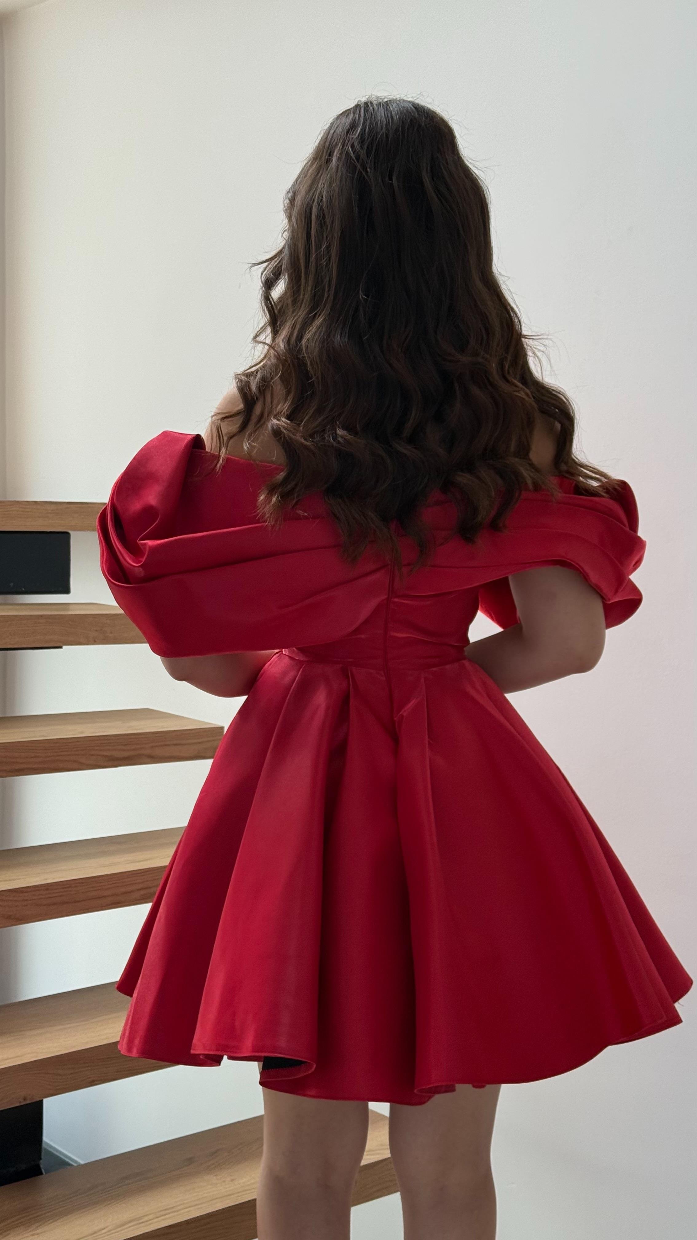 Vesna Madonna Mini Abiye Kırmızı